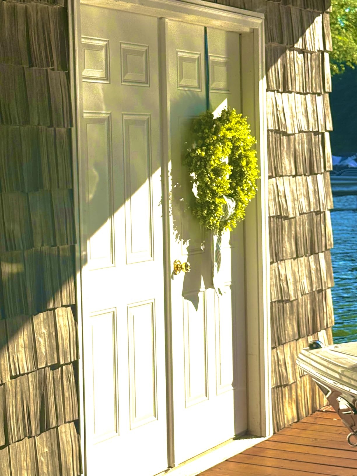 DDHS 20'' Boxwood Wreaths Front Door Artificial Spring Wreath. Wreaths for Front Door Farmhouse Wedding Green Year Round Indoor Outdoor for Summer Wreath St Patricks Day Decorations -(Hello Sign) customer photo 1
