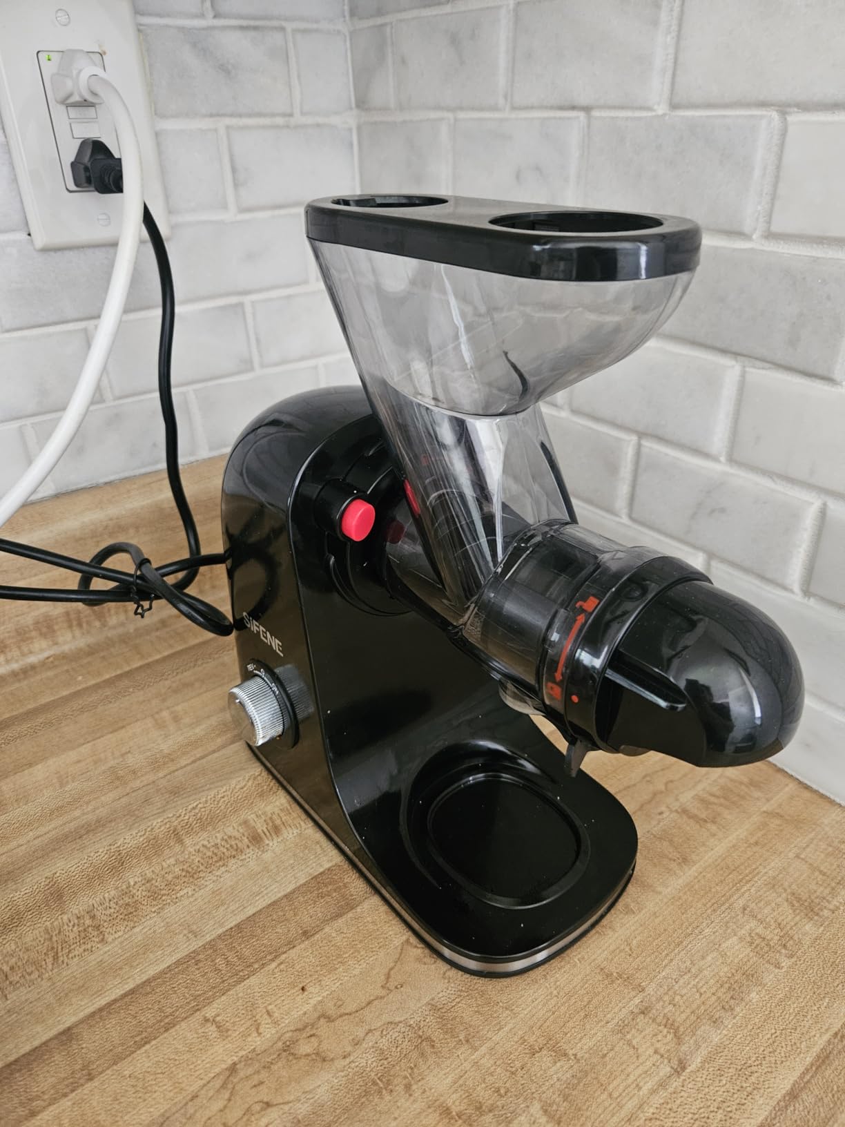 SIFENE Mini Slow Masticating Juicer, Dual Feed Chute, Quiet Motor, Gray | reverse function, easy-clean removable parts, compact countertop footprint, BPA-free parts customer photo 1