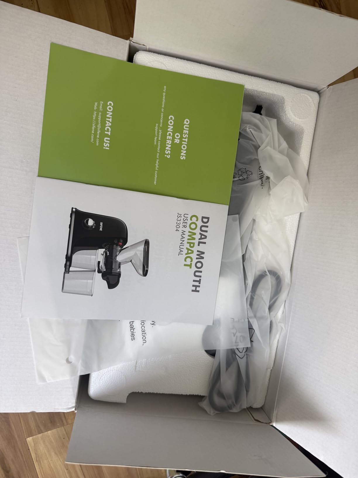 SIFENE Mini Slow Masticating Juicer, Dual Feed Chute, Quiet Motor, Gray | reverse function, easy-clean removable parts, compact countertop footprint, BPA-free parts customer photo 2
