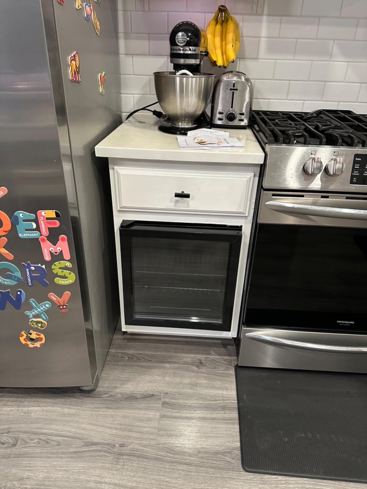 Feelfunn 50 Can Beverage Refrigerator, 1.3 Cu.Ft Mini Fridge with Glass Door, Whisper-Quiet for Soda, Beer, Wine customer photo 1