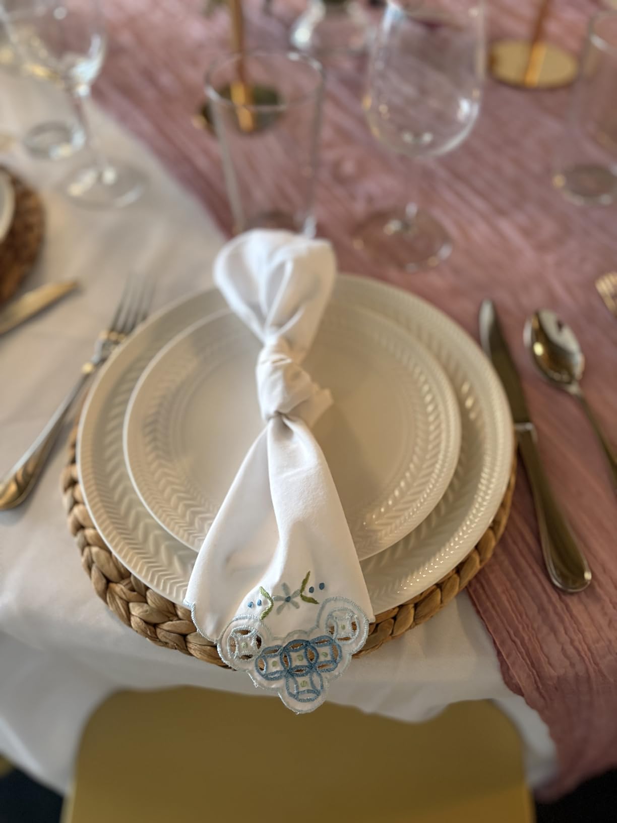 Pfaltzgraff Josephine 24-Piece Dinnerware Set, Porcelain Dish Set with Embossed Basket Weave Design, Service for 8, White Plates and Bowls Sets, Microwave and Dishwasher Safe customer photo 2