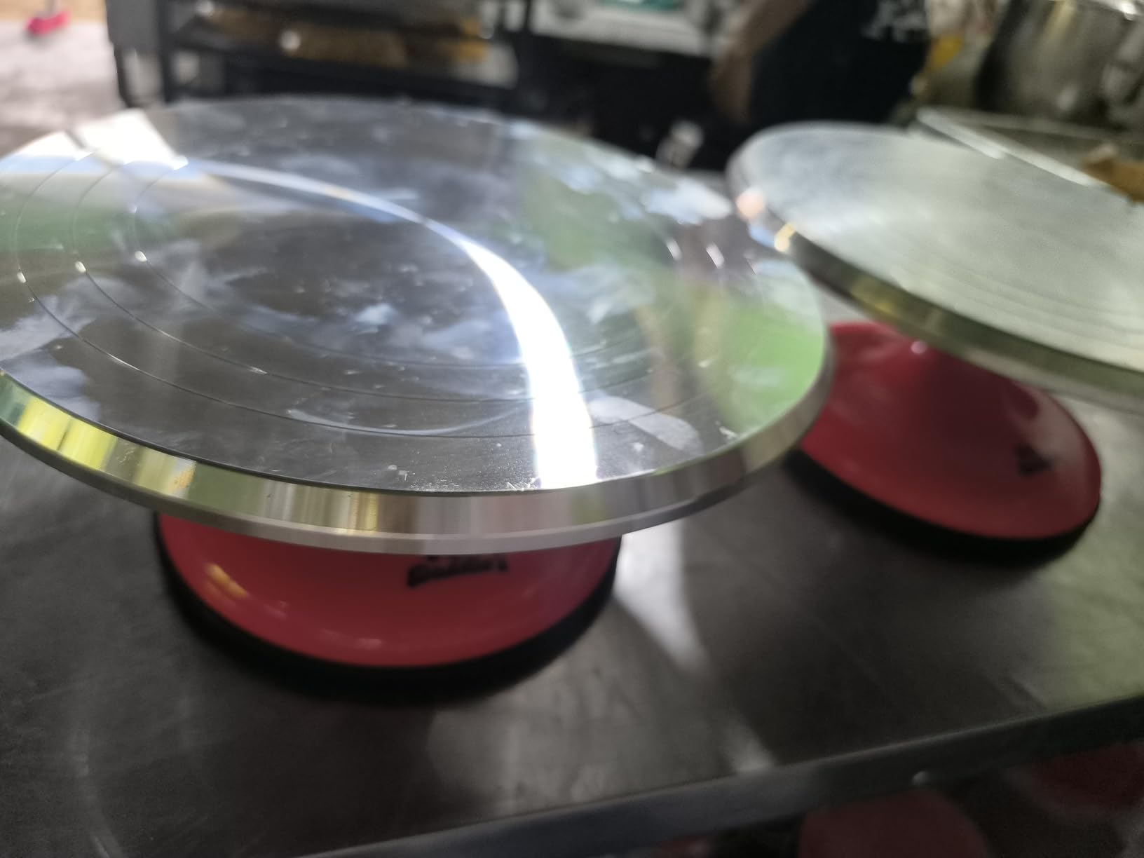 Fat Daddio's TT-1255 Revolving Cake Stand, Red and Silver customer photo 1