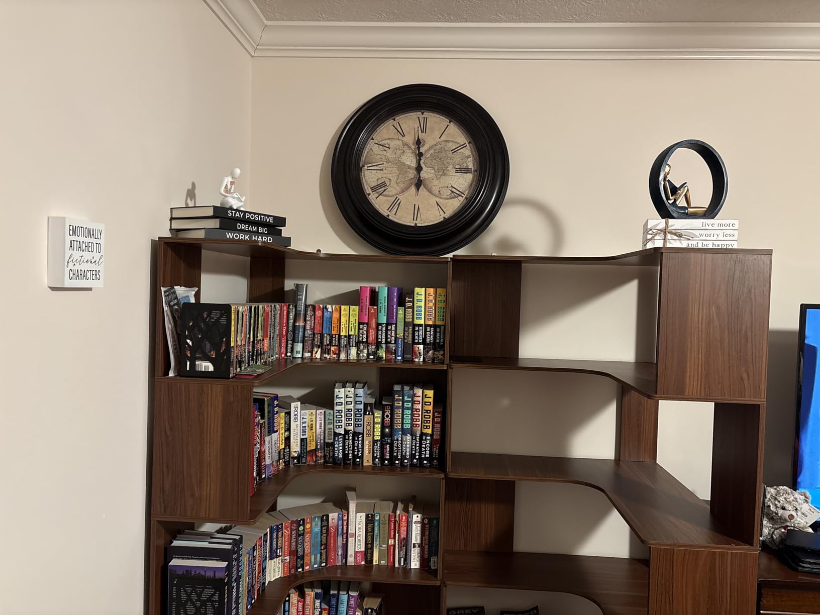 IOTXY 6-Tier L-Shaped Corner Bookshelf, 66-Inch Tall Bookcase, Walnut | Easy Assembly, Space Saving, MDF Material, Mid-Century Modern, Generous Storage Capacity, Freestanding, Home Office customer photo 2
