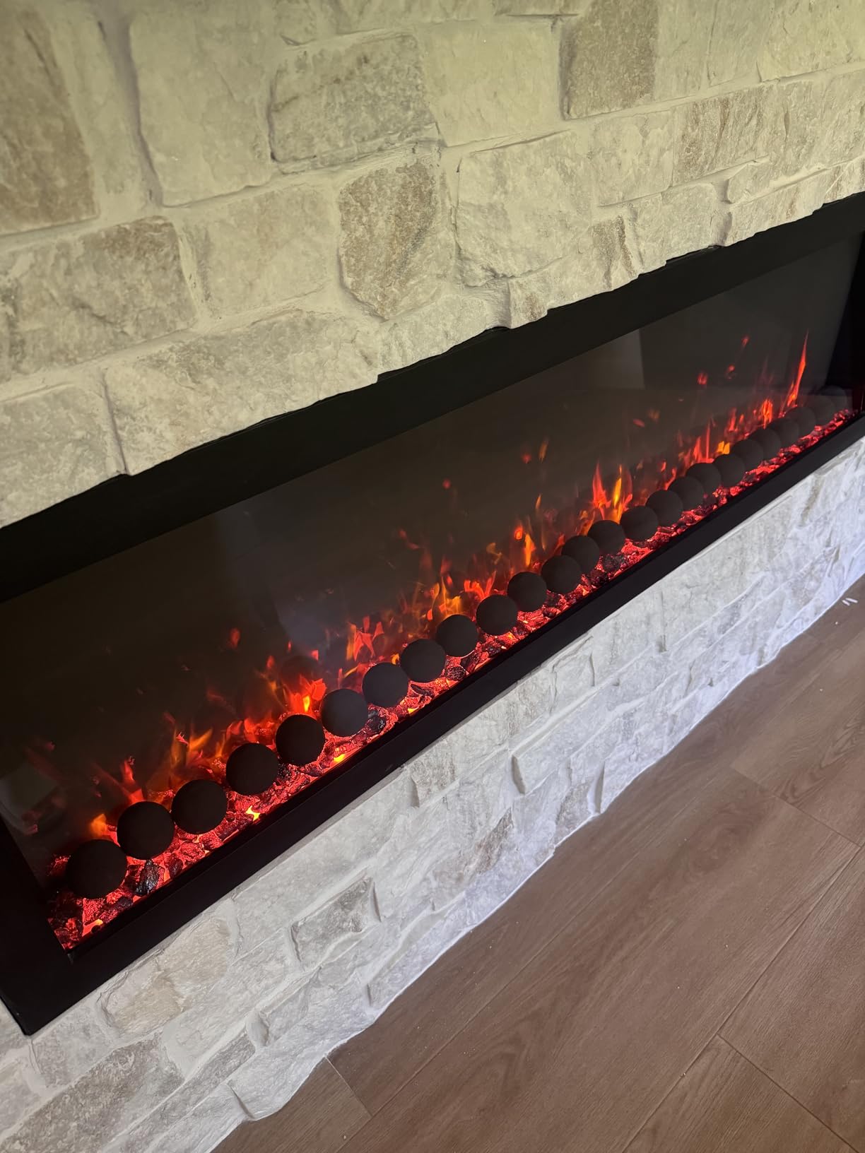 PuraFlame Bernice 60 Inch Smart Linear Electric Fireplace - Clean Hidden Vent Design, Flame with 9 Colors, Recessed in-Wall or Wall-Mount or Free Standing, Compatible with Alexa and Google Assistant customer photo 1