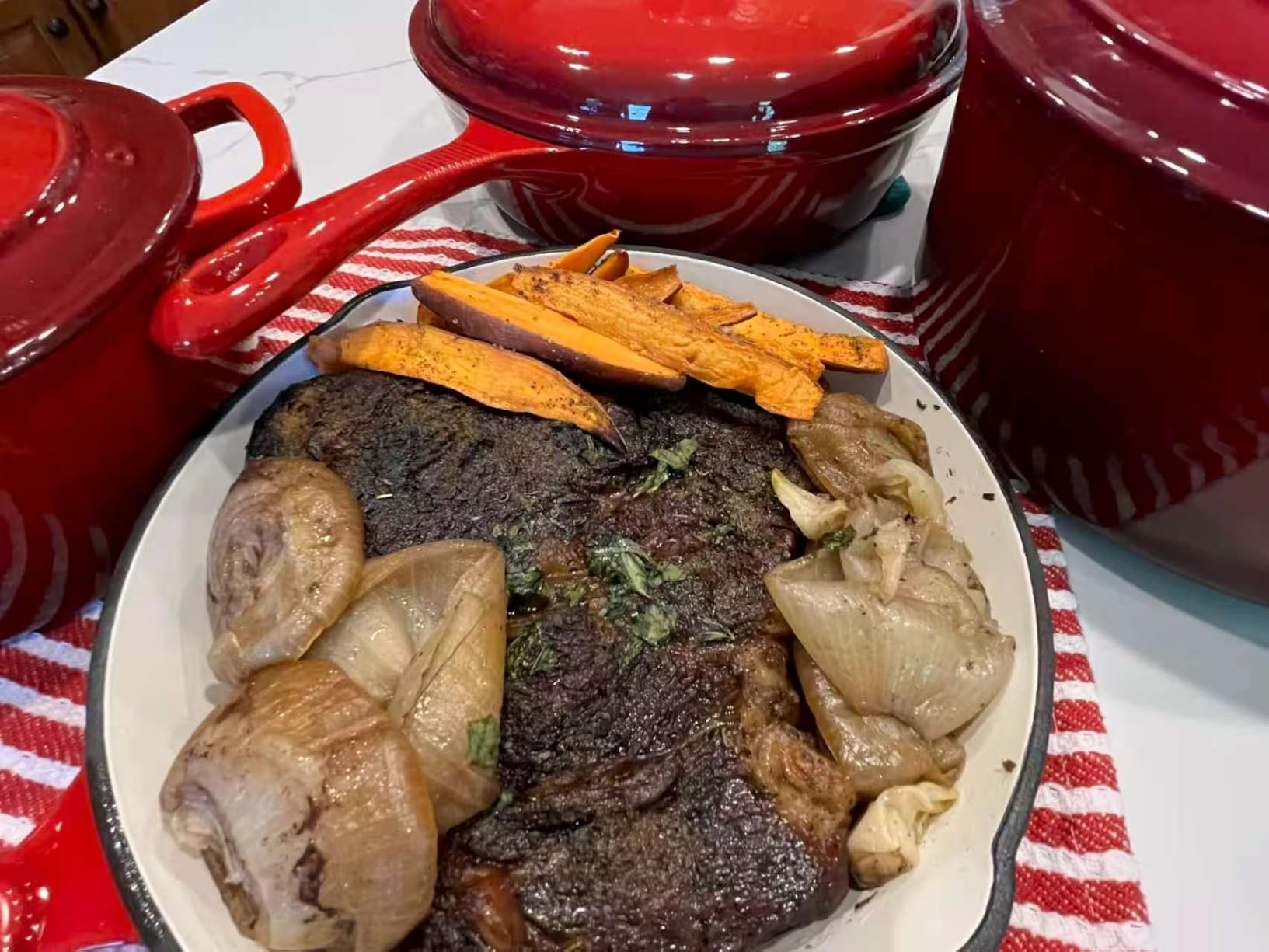 Kitchen Academy Enameled Cast Iron Cookware Sets - 7Pcs Pots and Pans Set Non Toxic, Induction Dutch Oven Set, PFOA&PFAS Free customer photo 2