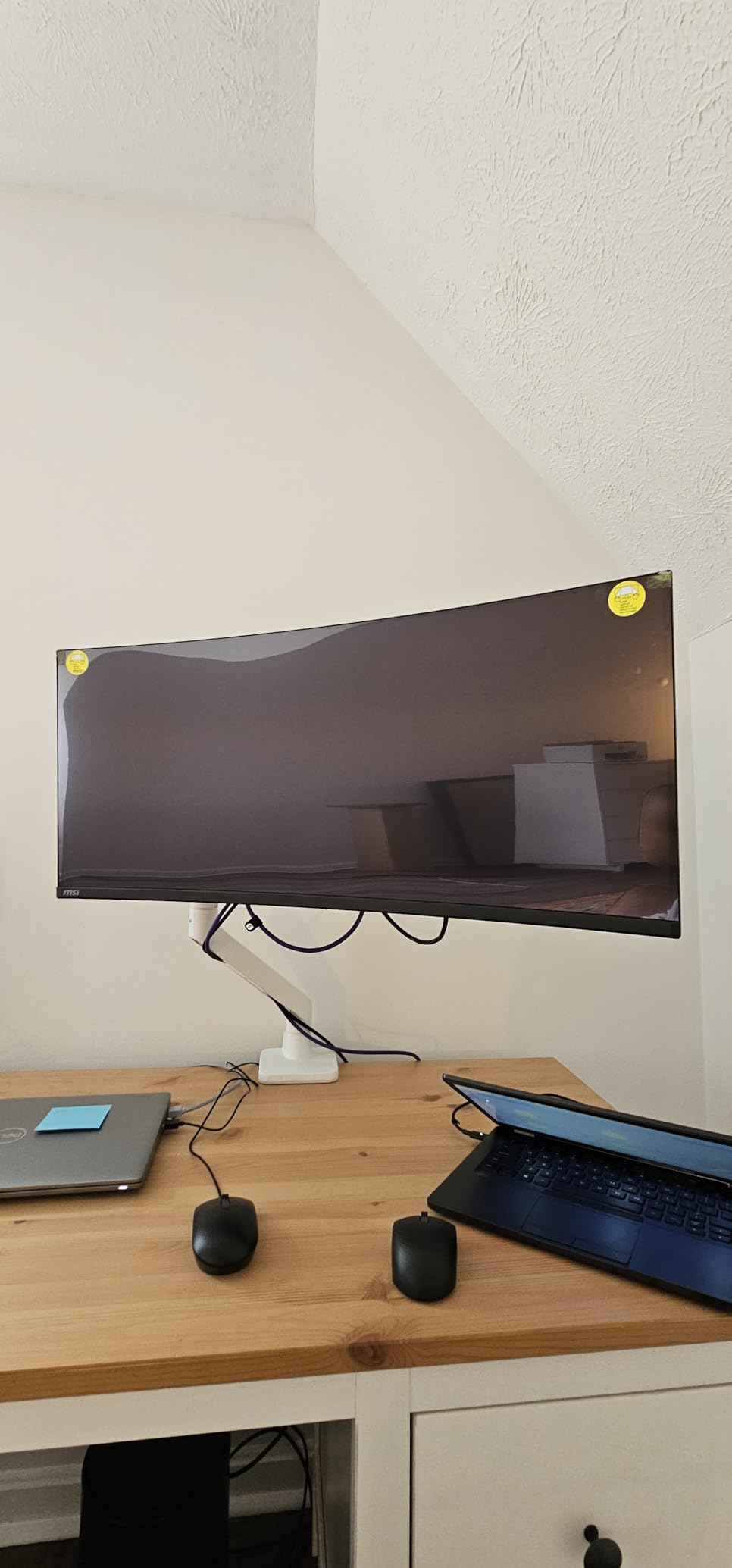 ARES WING Ultrawide Monitor Desk Arm with USB A/C for 17 to 49 Inch Screen | Pro Gas Spring, Full Range of Motion, for 75/100 Vesa Mount, for Samsung, LG Curved/Flat Monitor, Easy Install, Hold 44lbs customer photo 1