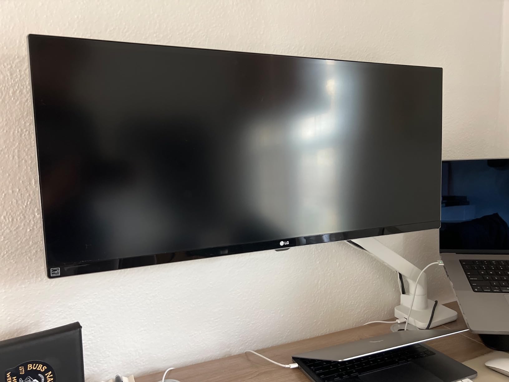 ARES WING Ultrawide Monitor Desk Arm with USB A/C for 17 to 49 Inch Screen | Pro Gas Spring, Full Range of Motion, for 75/100 Vesa Mount, for Samsung, LG Curved/Flat Monitor, Easy Install, Hold 44lbs customer photo 2