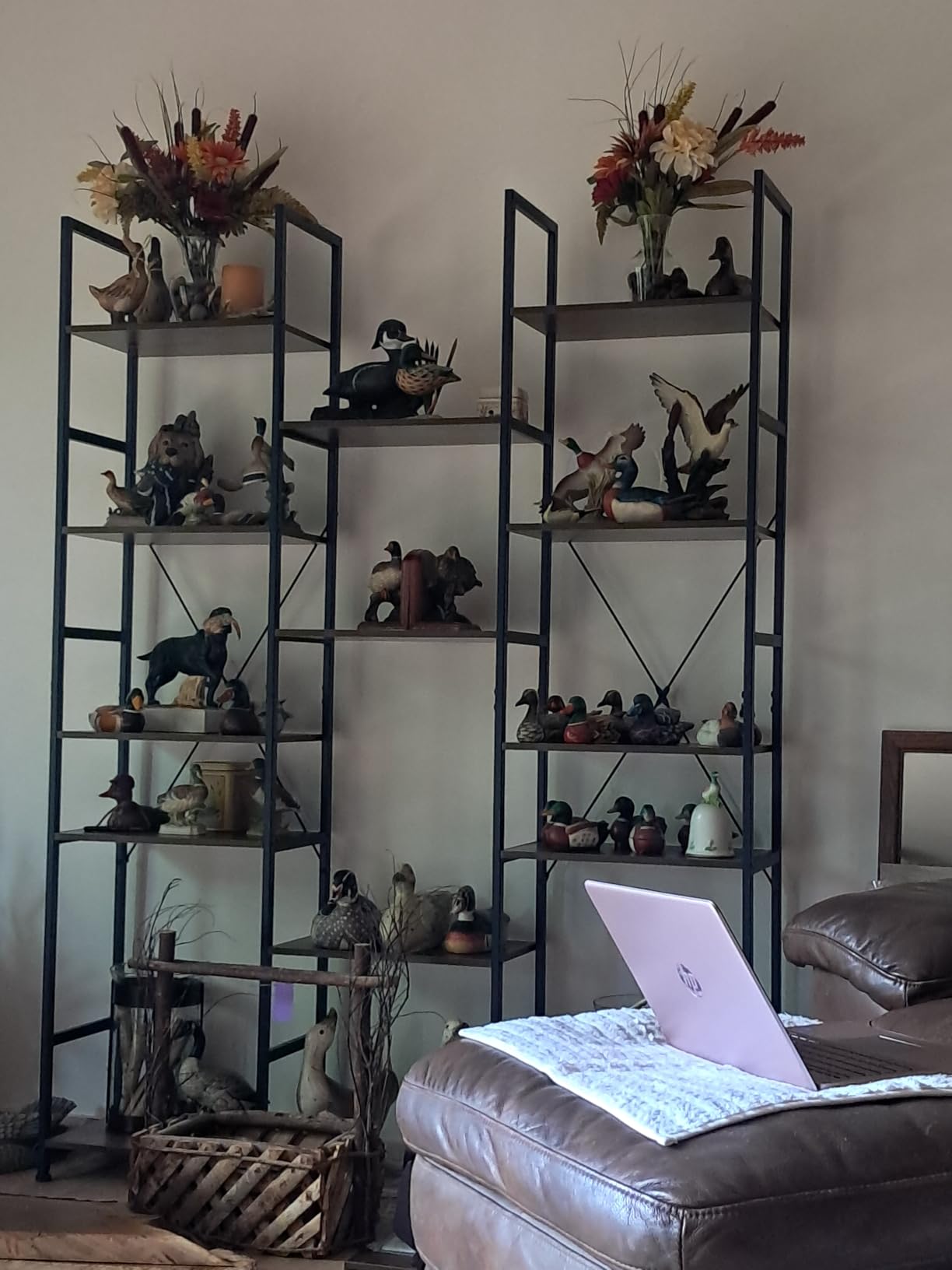 NUMENN Triple Column 5 Tier Bookshelf with 14 Adjustable Shelves, Vintage | Metal Frame & Wood Shelves, Open Freestanding Storage Unit with Supporting Bars for Bedroom, Living Room and Home Office customer photo 2