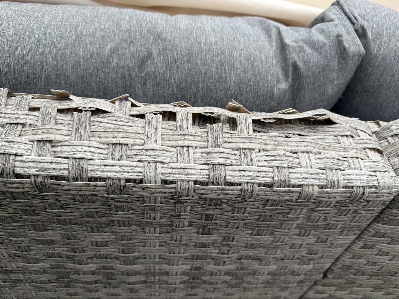 WAROOM Patio Furniture Set 6 Piece PE Rattan Outdoor Conversation Sets Grey Wicker Couch Sectional Sofa with Fire Pit Table and Navy Blue Cushion customer photo 2