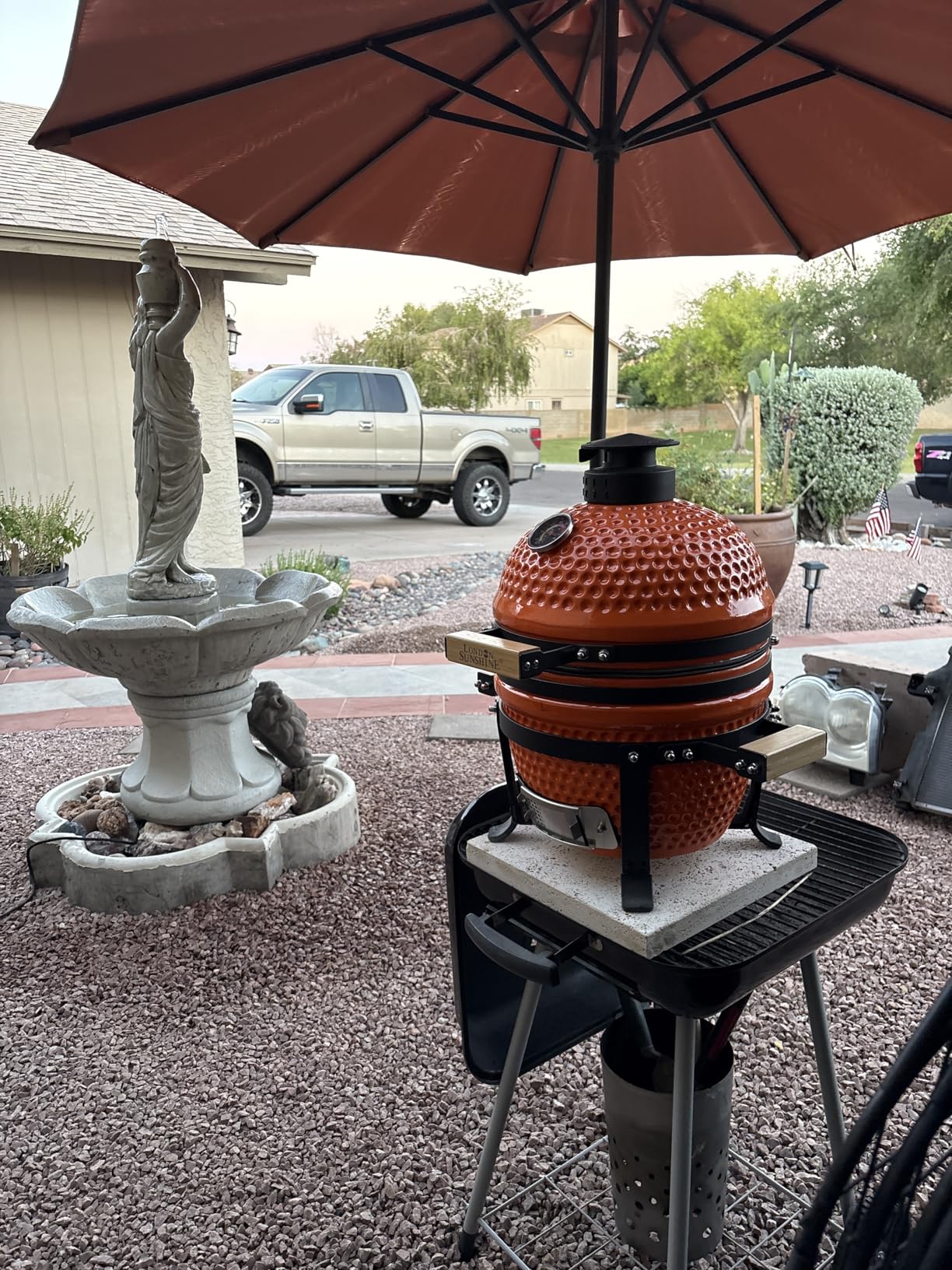 London Sunshine Ceramic BBQ Charcoal Kamado Grill 13-inch Portable Tabletop BBQ, Bright Gray customer photo 2
