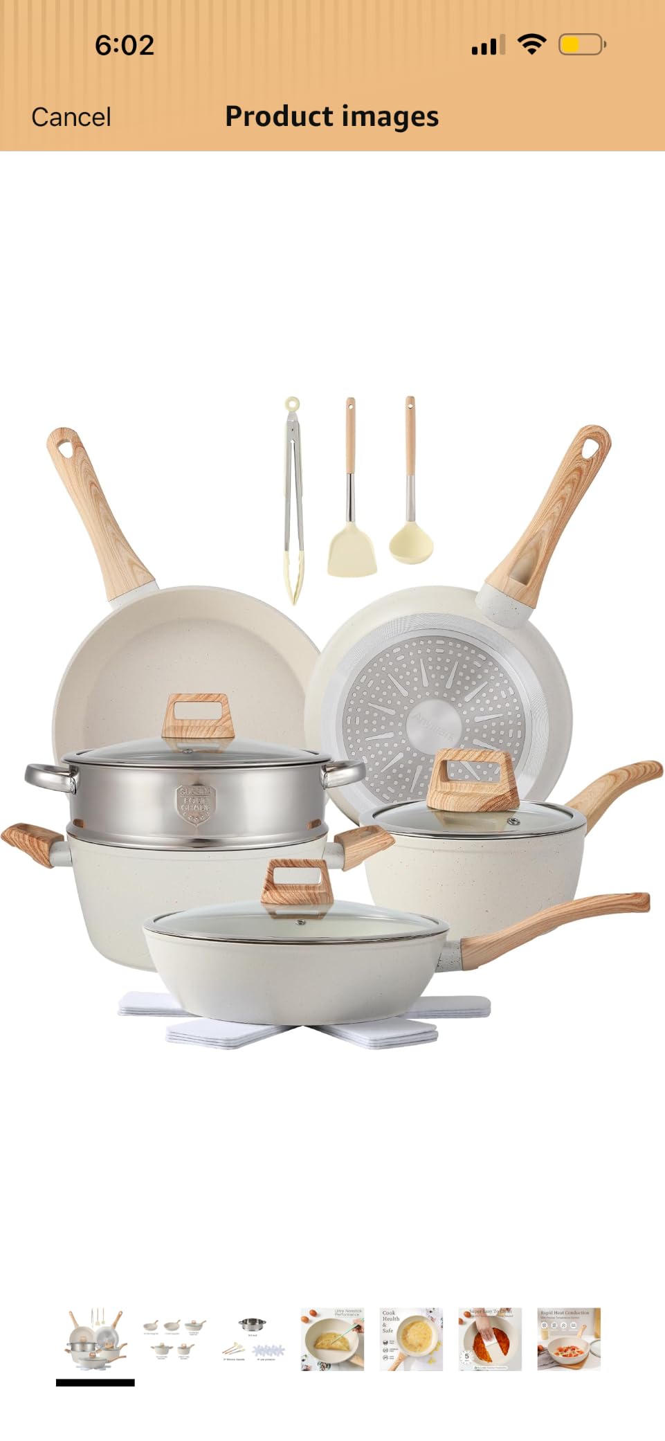 16PCS Pots and Pans Set Non Stick Cookware JueGo De Ollas Para Cocina | Beautiful Great Value Food Cooks Evenly Cleans Easily With Frying Pan customer photo 2