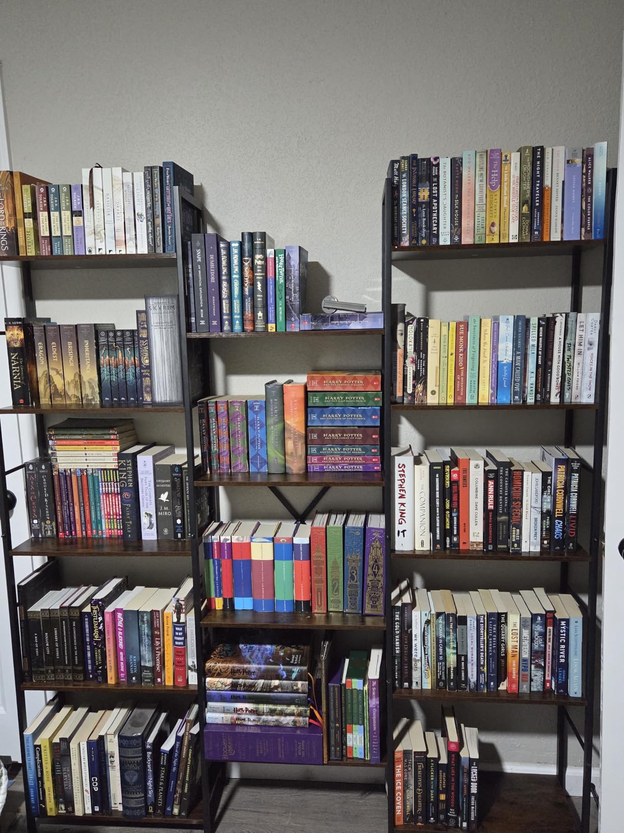 Shintenchi Triple 5 Tier Bookshelf, Industrial Large Bookcase with 14 Open Display Shelves, Large Etagere Bookshelf,Wide Book Shelf Book Case for Home & Office, Brown customer photo 2