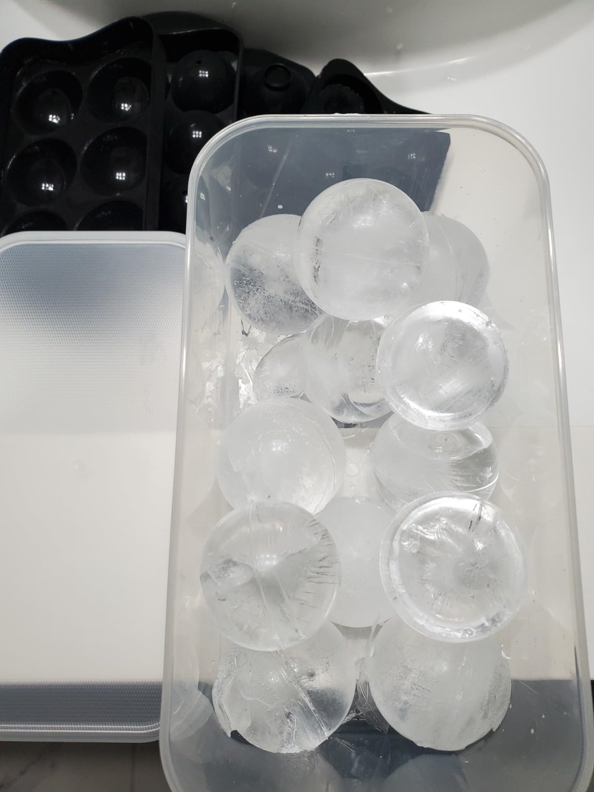 Whiskey Ice Cube Mold, Round Ice Ball Maker Set with Lid & Bin (2 Pack) | Storage Bin, Trays, and Tongs for Bourbon & Cocktails. Perfect Gifts for Whiskey Lovers. customer photo 1