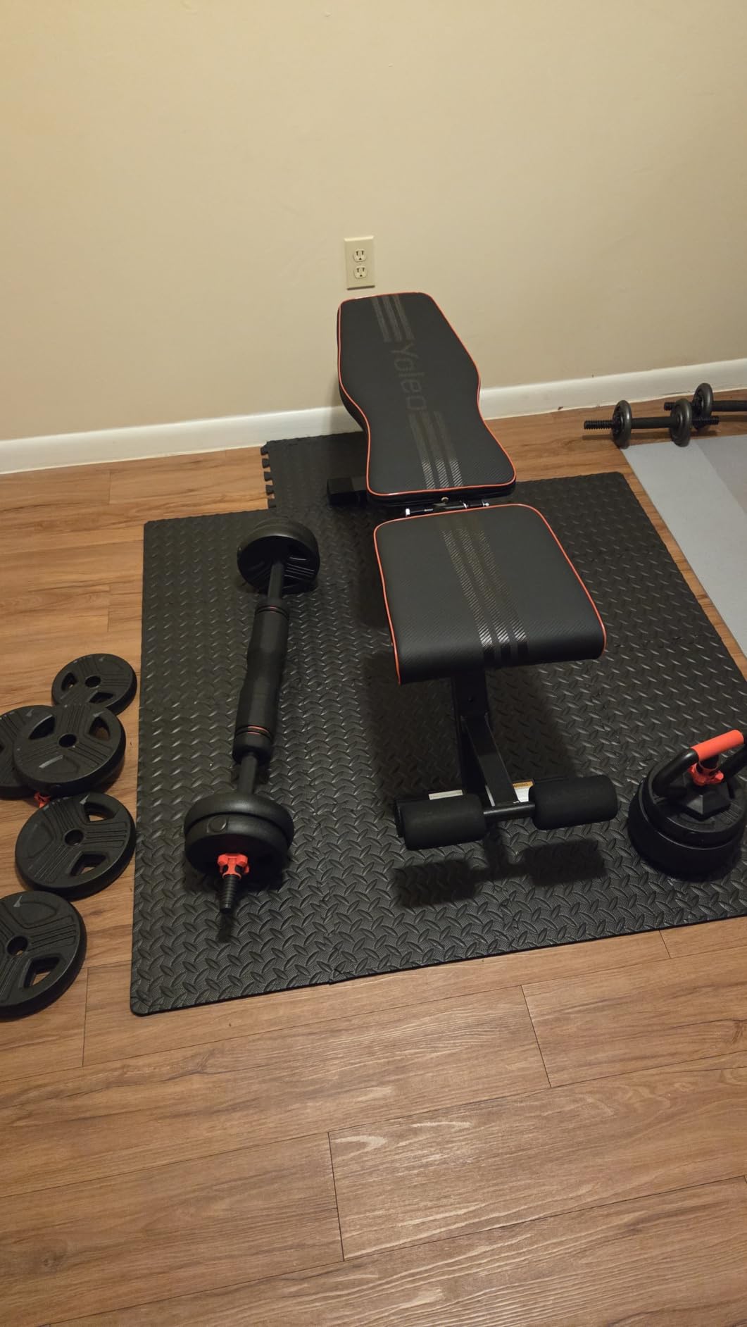 Adjustable Dumbbell Set, 20/35/45/55/70/90lbs Free Weights Set with Upgraded Nut, 5 in 1 Weight Set Used as Kettlebells, Barbell, Push Up Stand, Fitness Exercise for Home Gym Suitable Men/Women customer photo 1