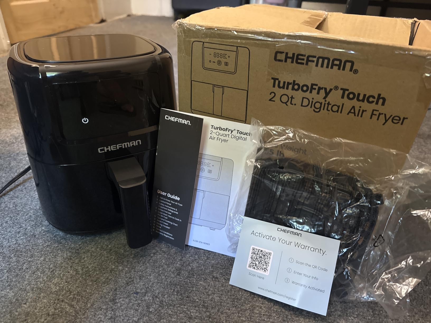 CHEFMAN 2 Qt Mini Air Fryer - Digital Space-Saving Compact Air Fryer with Nonstick and Dishwasher Safe Basket, Quick & Easy Meals in Minutes, Features Digital Timer and Shake Reminder - Black customer photo 2