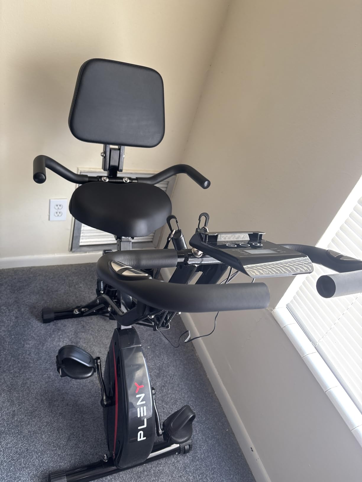 PLENY Folding Exercise Bike, 5 IN 1 Indoor Stationary Bikes for Home | Workout Bike with 6.6 LBS Flywheel, 16-Level Adjustable Magnetic Resistance, 330LB Weight Capacity, Back Support Cushion customer photo 1