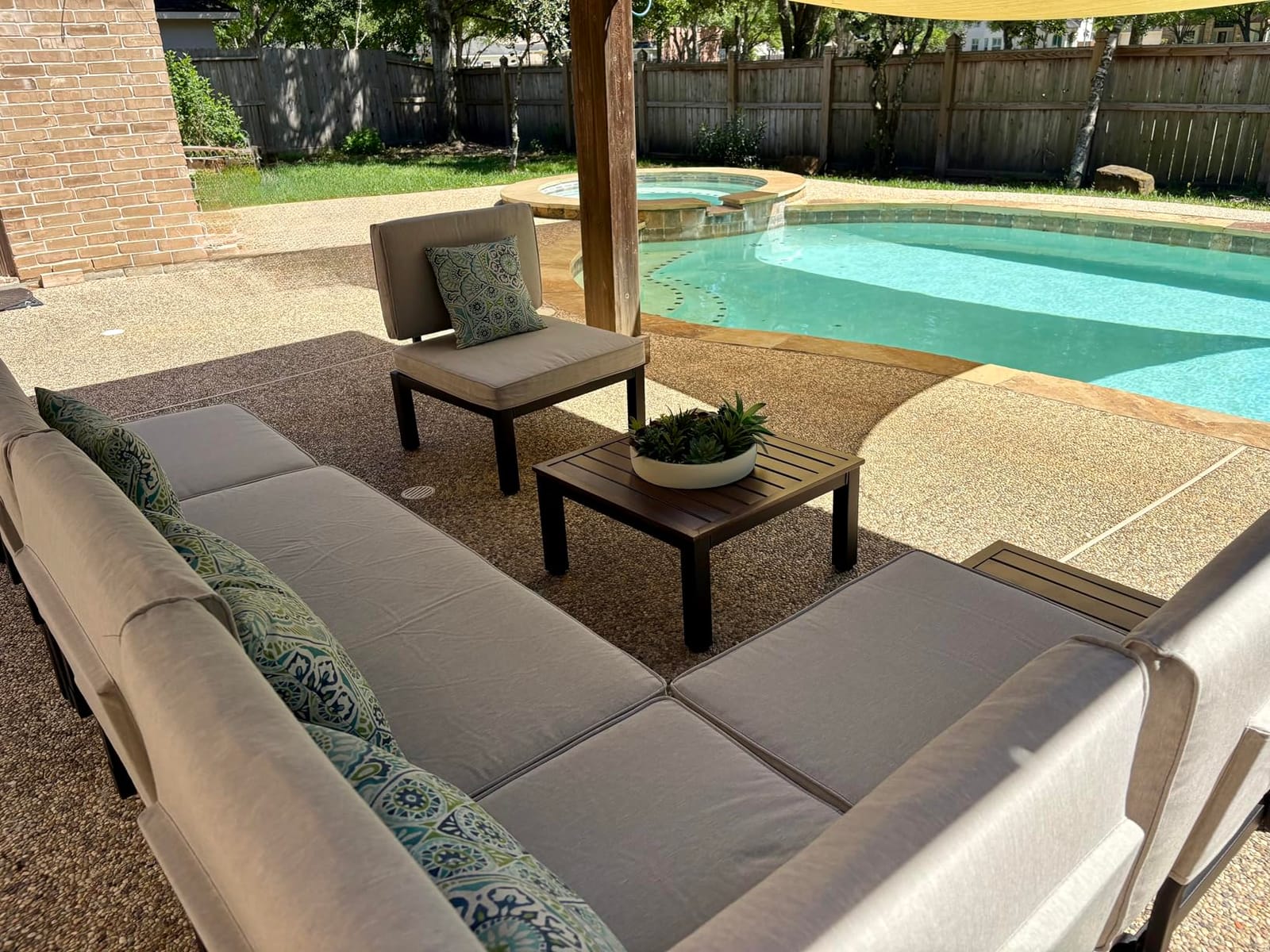 Sophia & William 10-Seat Metal Patio Sofa Sectional Set with Gray Cushions | Modern Patio Conversation Sets 9 Piece Outdoor Modular Couch with Built-in Side Table customer photo 2