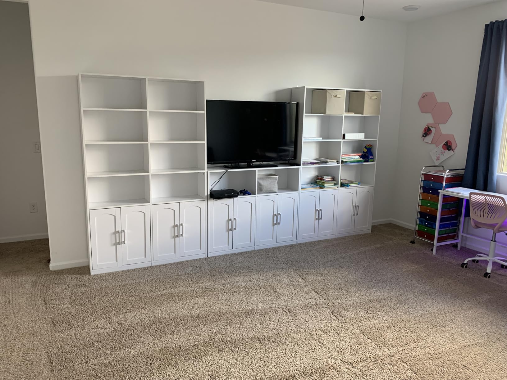 FACBOTALL Bookshelf and Bookcase with Doors, Double Wide Large Bookshelves | Industrial Open Display Shelves 6 Tier, 73'' Tall Bookshelf with Storage Cabinets for Office,Home, Living Room,White customer photo 2
