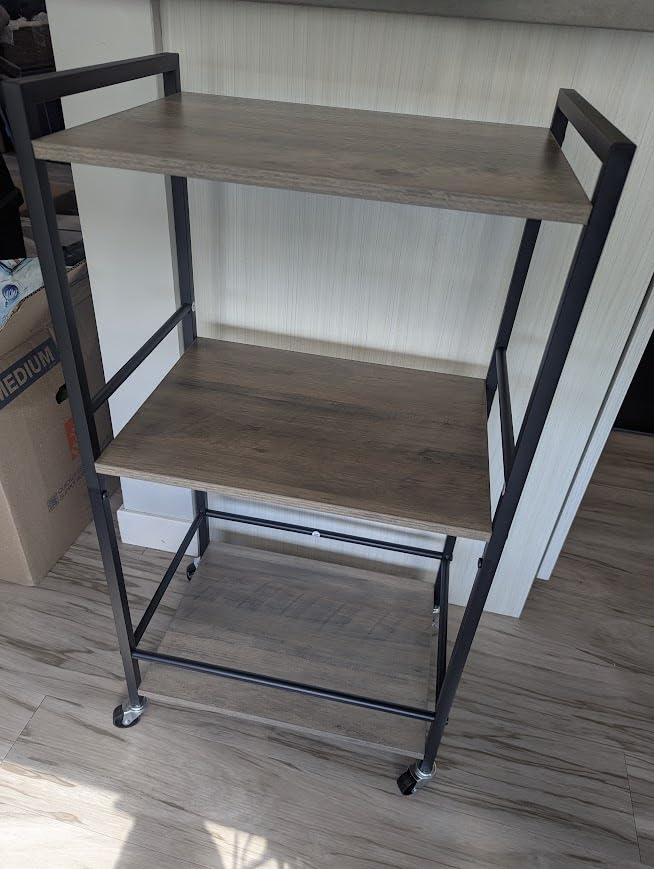 TUTOTAK Bar Cart, Home Bar Serving Cart with 3-Tier Shelf, Drink Cart with Wine Rack, Glass Holder, Rolling bar carts for the Home, Living Room, Brown BC01BB035 customer photo 2