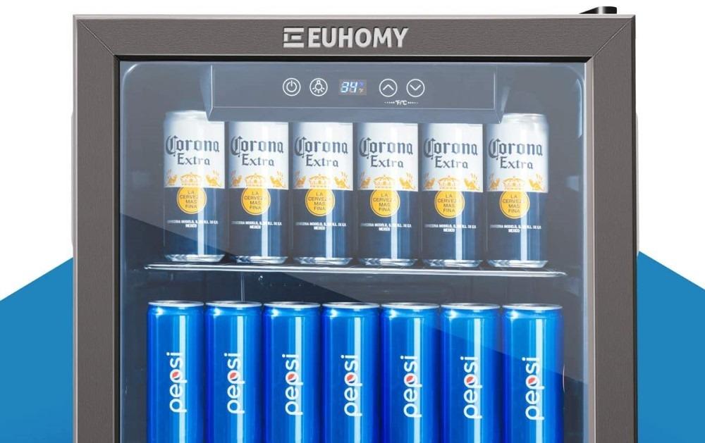 EUHOMY 18L Beverage Refrigerator Cooler, 24 Cans Mini Fridge with Quiet Compressor, Countertop Small Fridge with 40°F-61°F Digital Temperature Control, LED Light for Home, Bar, Office customer photo 2