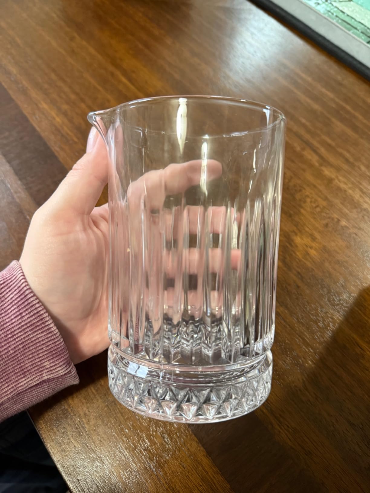 Cocktail Mixing Glass, 22oz Crystal Pitcher Thick Base Design Bartending Glasses - Barware Essentials customer photo 2
