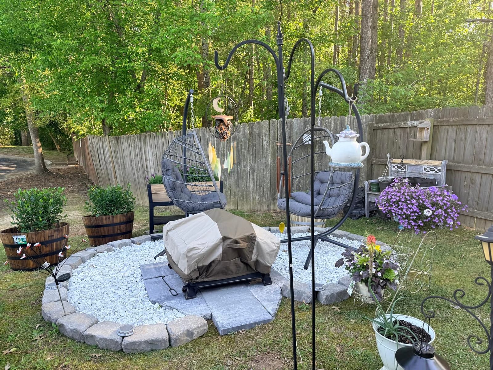 SWITTE Egg Chair Outdoor with Stand, Indoor Wicker Hanging Egg Swing, Grey | Patio Swinging Chair with Thick Cushion, Egg Shaped Swing for Bedroom Porch Balcony, Rattan Hammock Chairs 370 LBS Capacity customer photo 1
