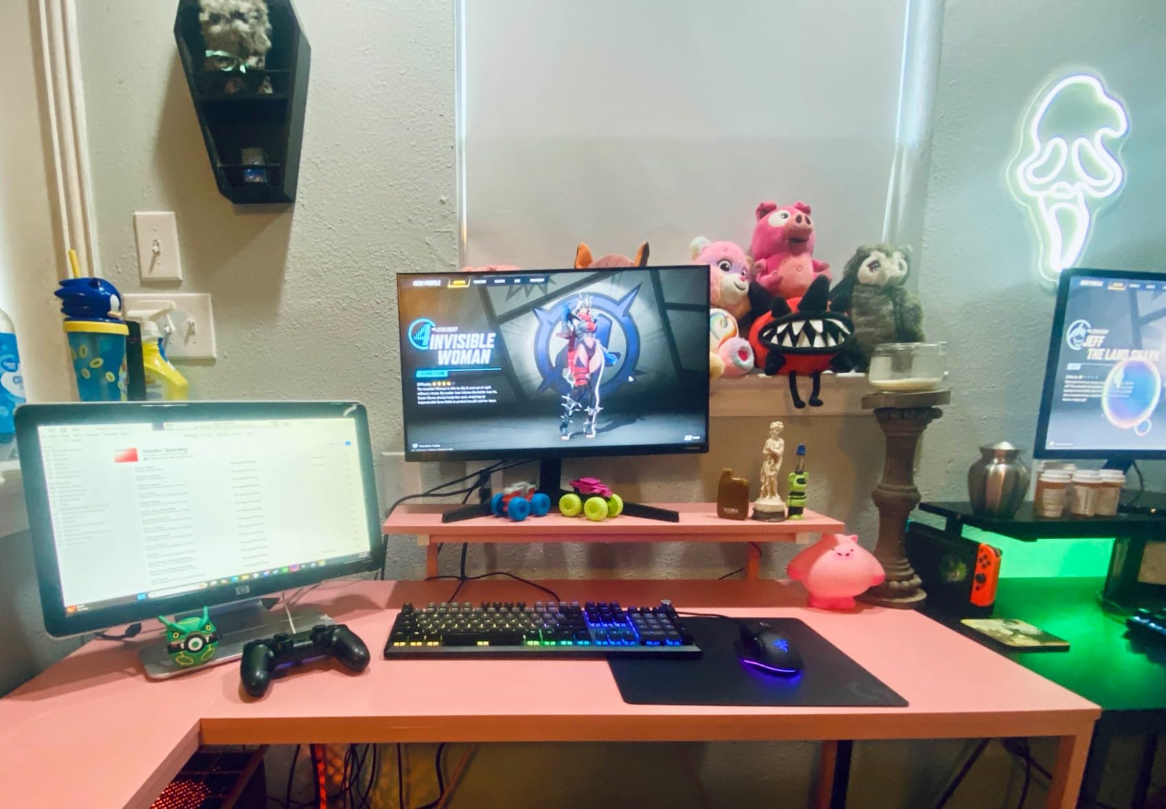 Bestier 42-Inch L-Shaped Computer Desk with Charging & LED, Black customer photo 2