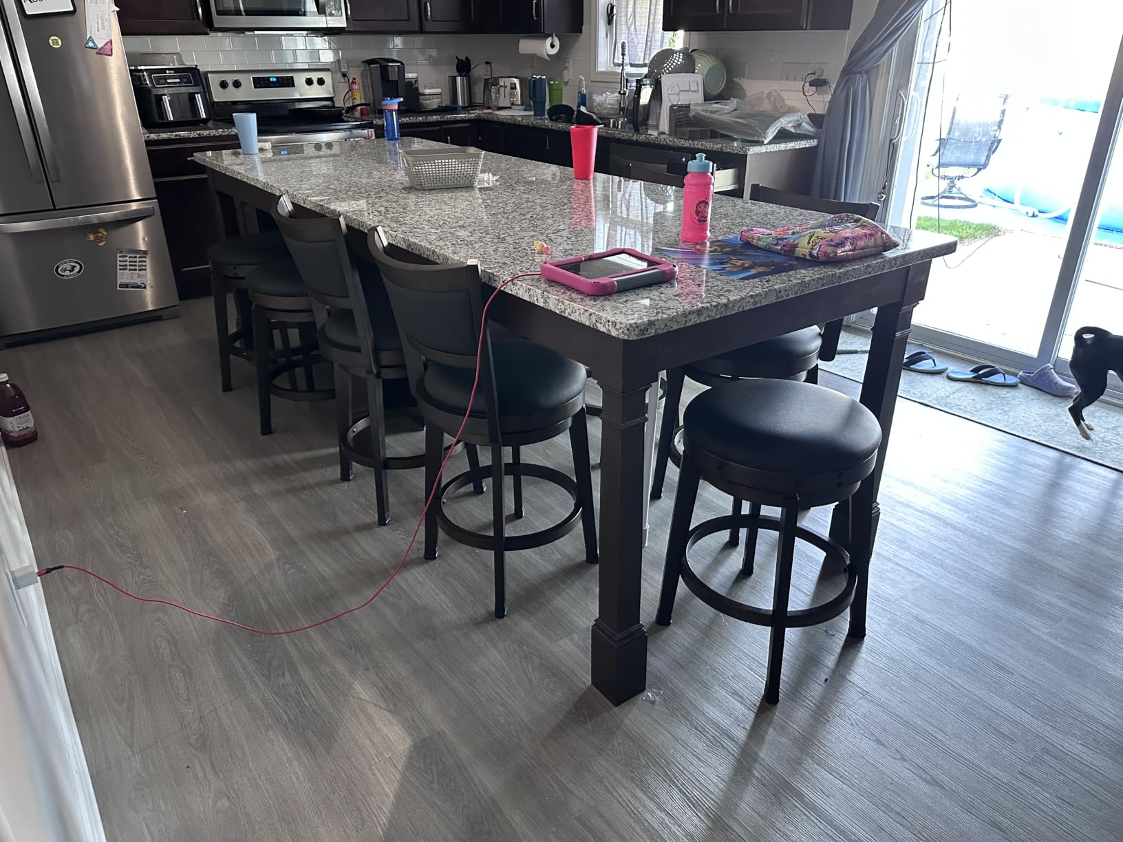 PrimeZone Swivel Bar Stools Set of 2, 30 Inch Bar Height Barstools | Black Faux Leather, High Backrest, Solid Rubberwood Frame, Wrap-around Footrest, Counter Stools for Kitchen Island, Pub customer photo 2