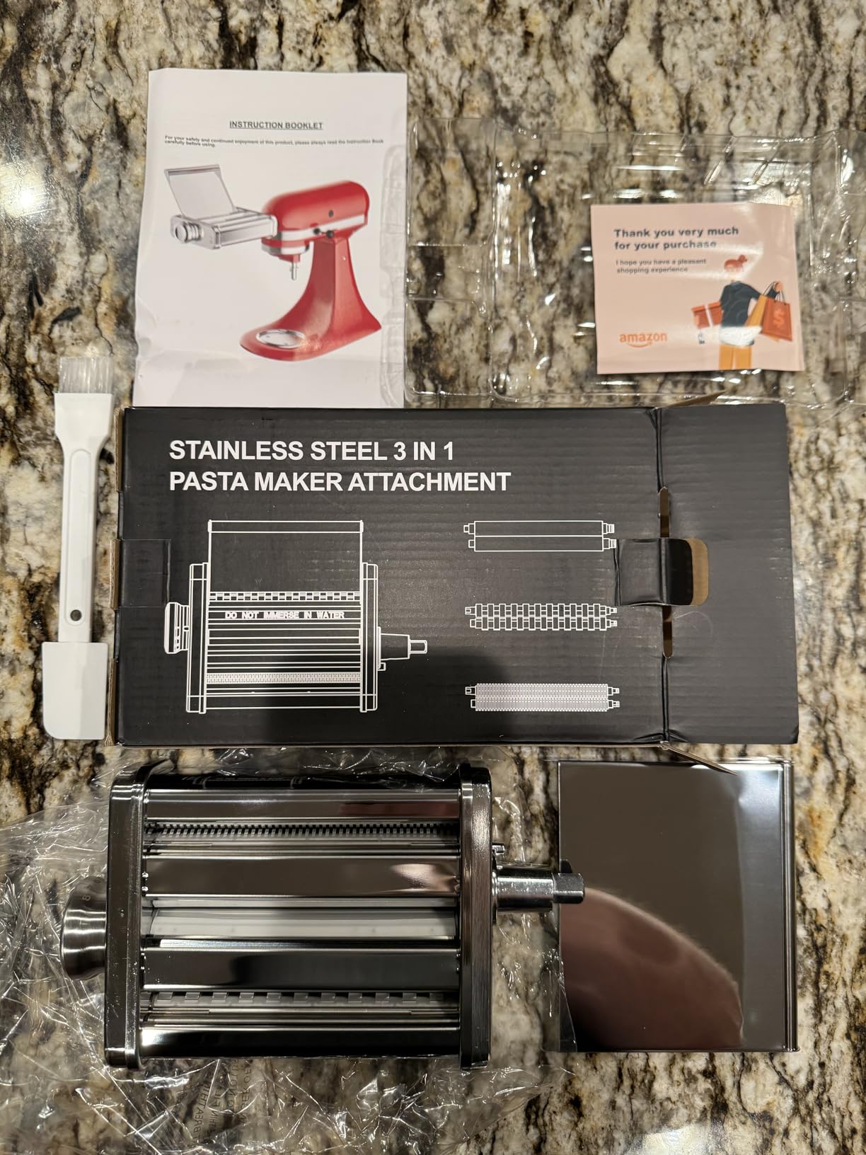 COFUN 3-in-1 Pasta Attachment for KitchenAid Stand Mixer, Stainless Steel | Pasta Maker Includes Pasta Roller, Spaghetti & Fettuccine Cutter, 8 Settings, Safety Flap, Fits KitchenAid Mixers. customer photo 2