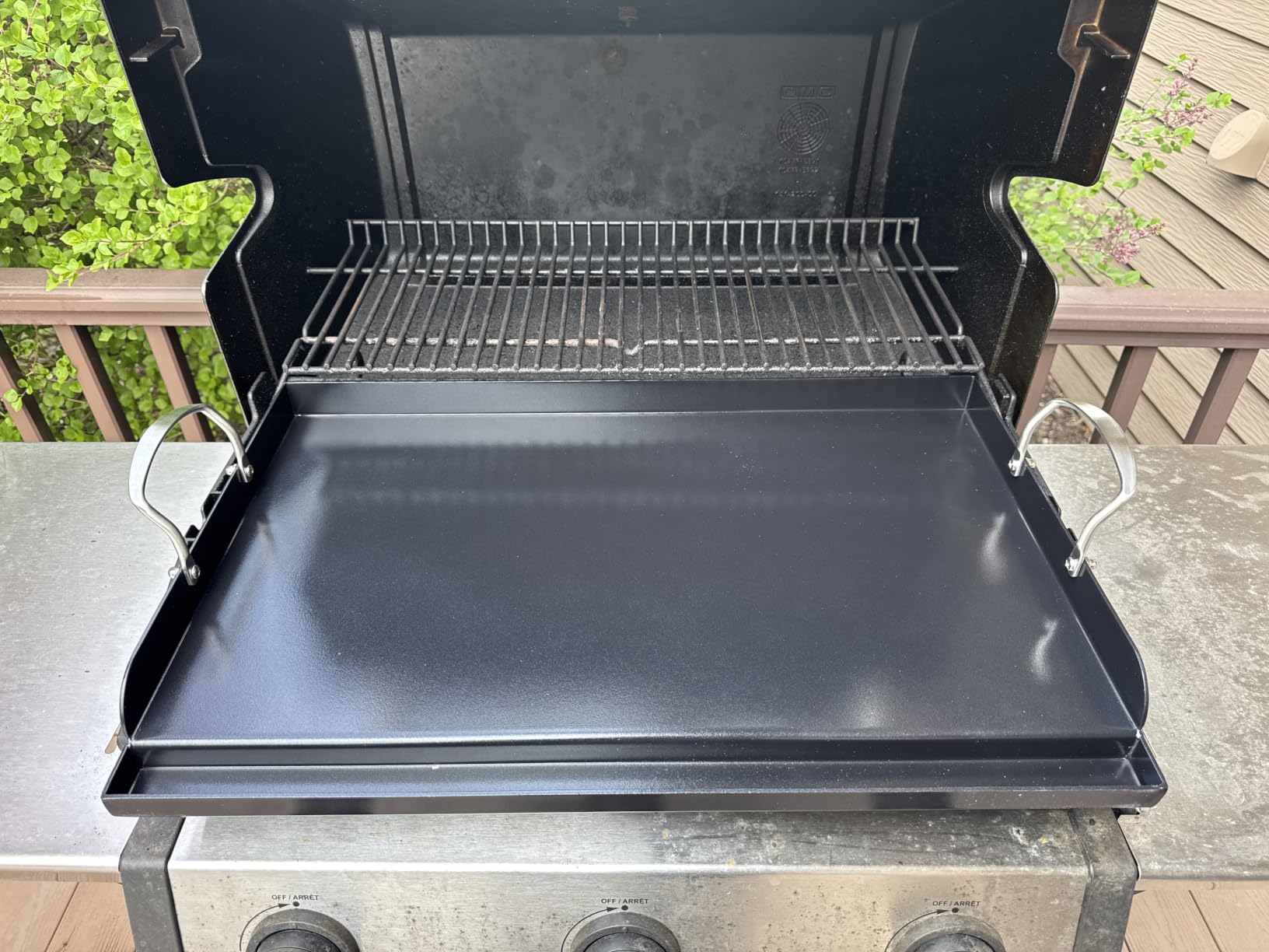 QuliMetal 17 x 13 Inch Cast Iron NanoCeramic Griddle for Gas Grills | Pre-seasoned flat-top griddle with nano ceramic nonstick coating for gas grills, charcoal grills and stove tops customer photo 2