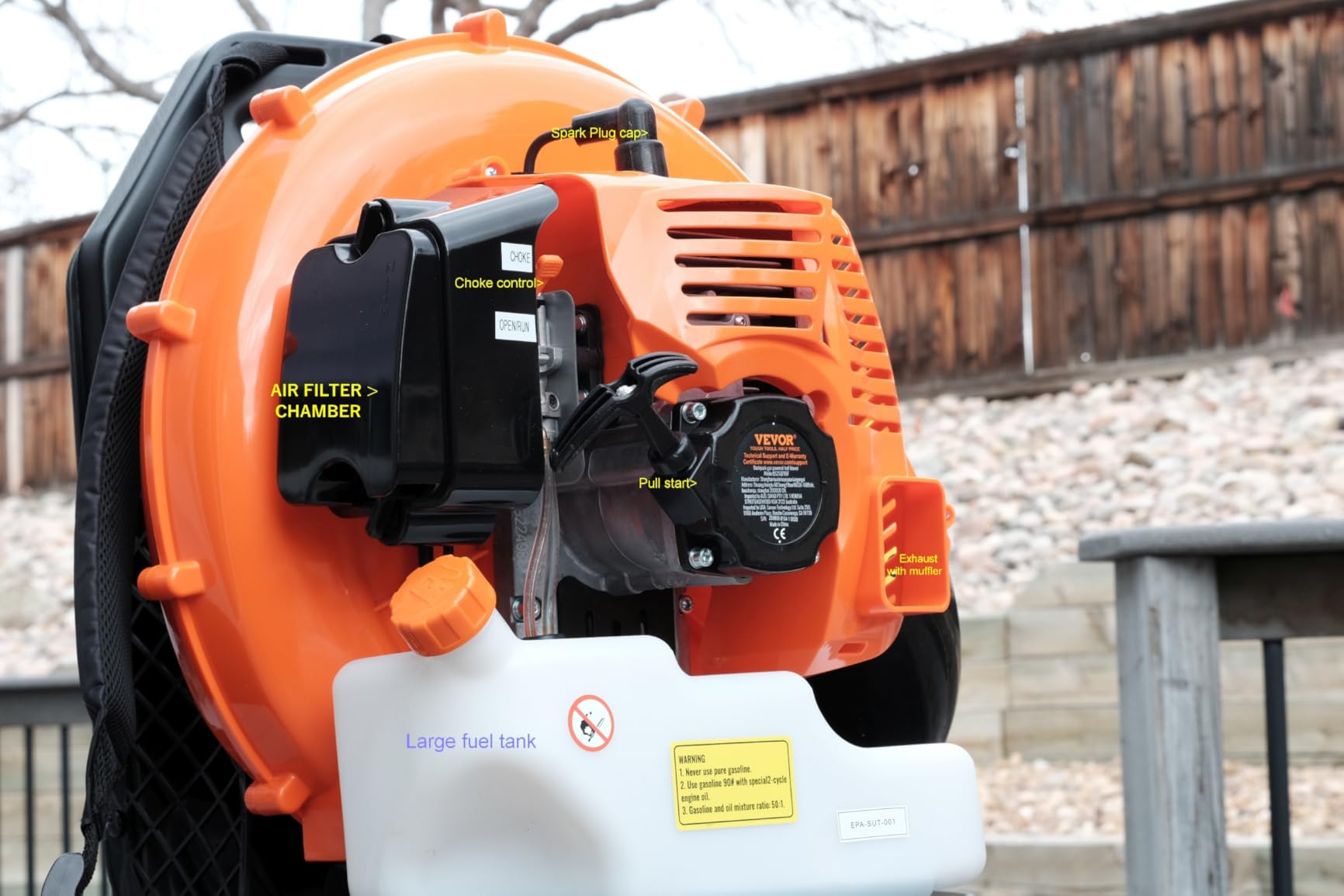 VEVOR 63CC Backpack Leaf Blower Gas Powered, 1.89L Tank, Delivers 1110CFM & 220MPH, Perfect for Garden Maintenance, Clearing Leaves & Snow customer photo 1
