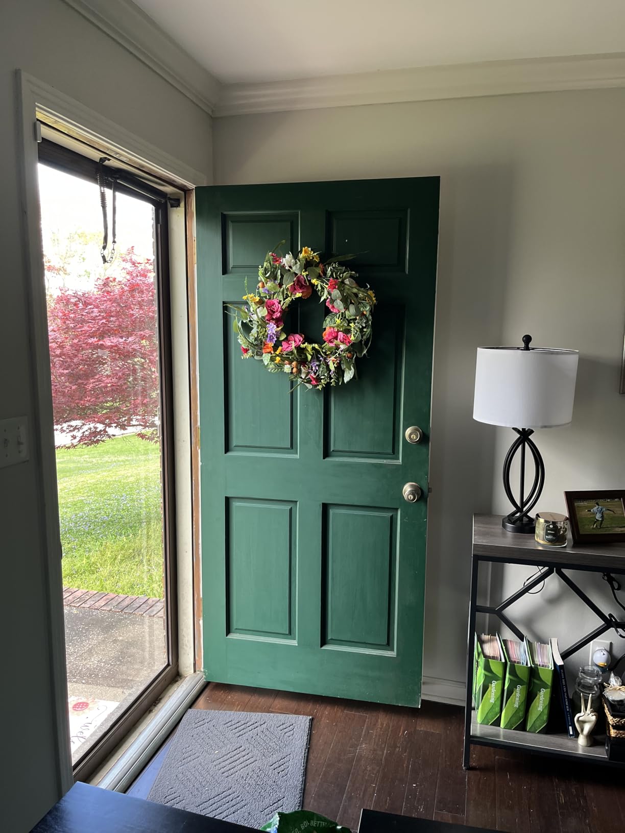 Artificial Spring Summer Wreaths for Front Door 22'' Peony Wreath Colorful Floral Wreath with Peony, Daisy, Poppy Flower Lavender for Indoor Outdoor Farmhouse Home Wall Window Festival Decoration customer photo 2