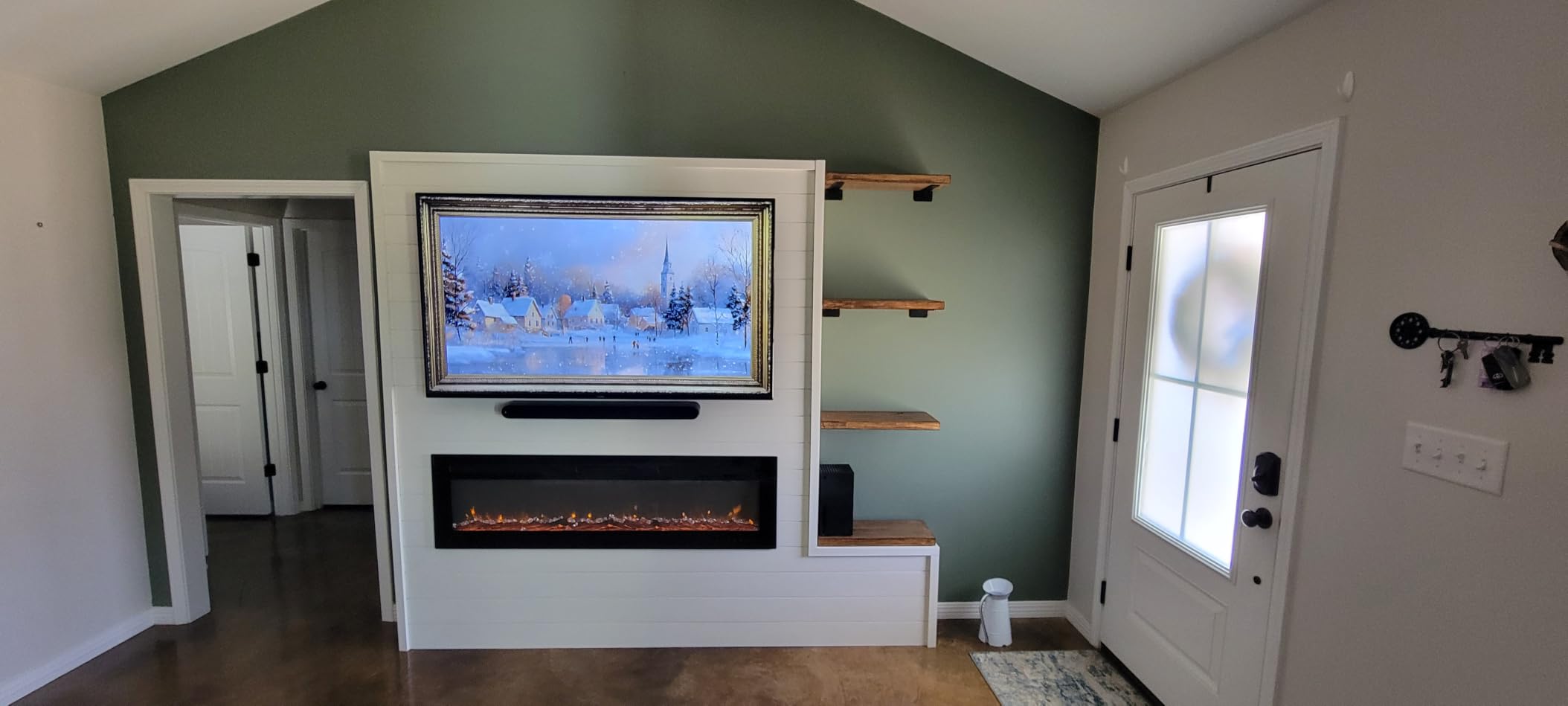EUHOMY 50 Inch Electric Fireplace Recessed and Wall Mounted | Adjustable Flame Color, Remote Control, Timer, Touch Screen, Log and Crystal, 750W/1500W Fireplace Heater customer photo 2
