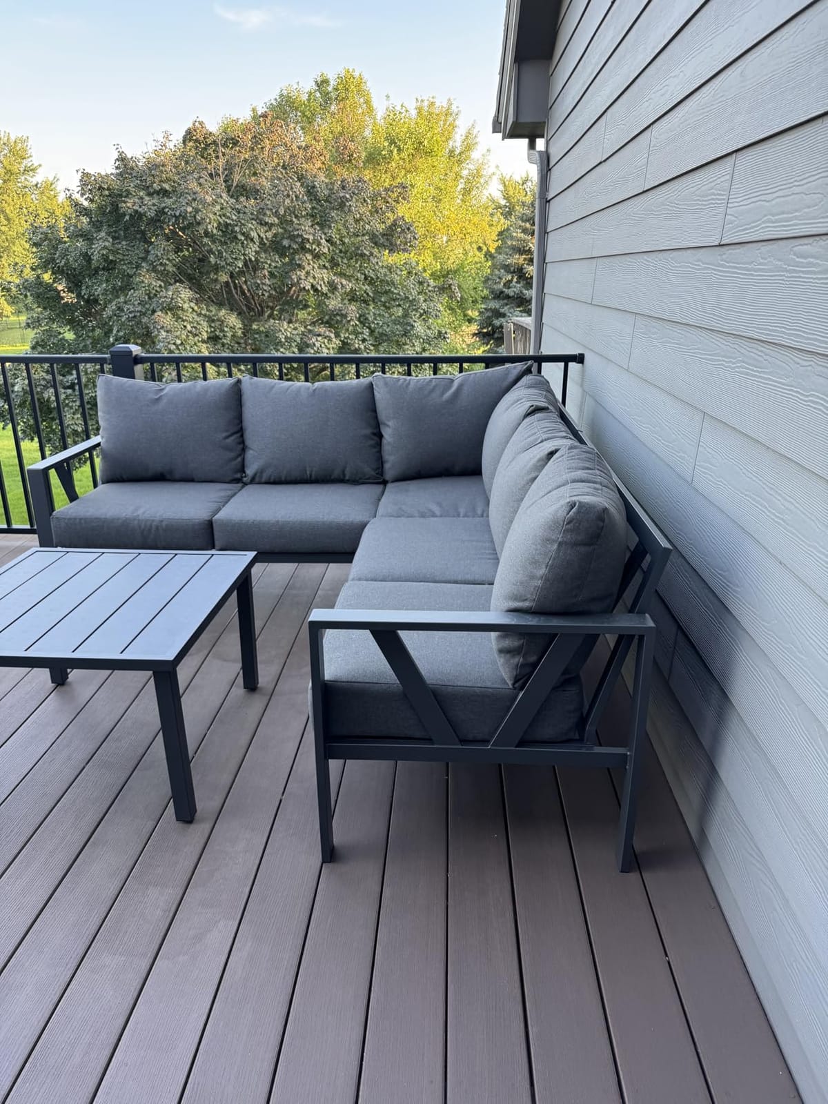 6 Pieces Metal Outdoor Sectional Sofa with 6 Inch Cushion, Grey customer photo 2