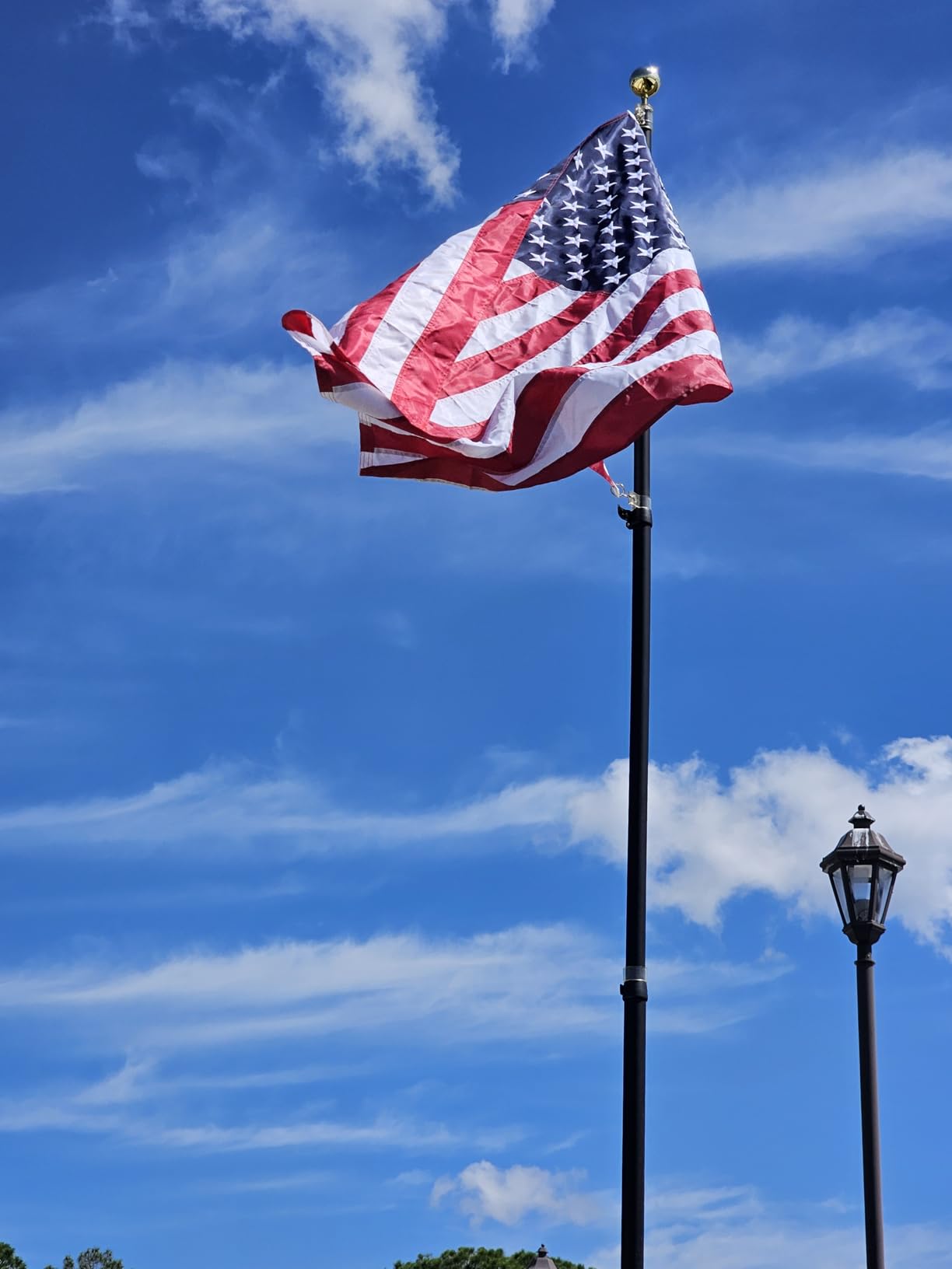 NELXINJO 20ft Telescopic Flag Pole - Extra Thick Outdoor Telescoping Flag Poles with 3x5 American Flag for Residential or Commercial,Black customer photo 1