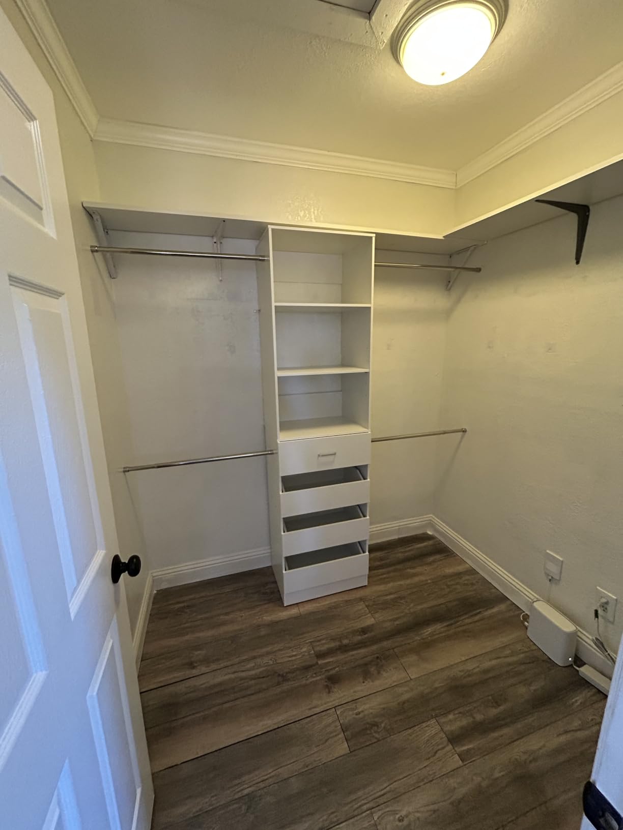 Aheaplus Closet System, 4-9Ft Closet Organizer with 4 Wooden Drawers, White | Wood Closet Organizer System with Tower, Walk-in Closet Organizer Wardrobe Clothes Rack with 4 Hanging Rods, Garment Rack customer photo 2