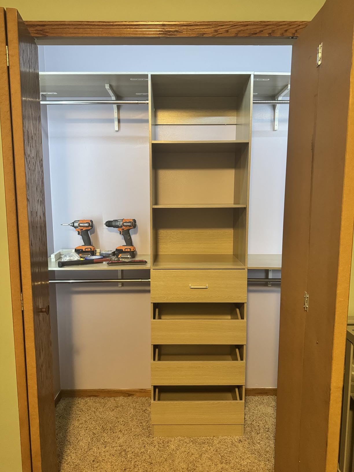 Aheaplus Closet System with 4 Drawers, 8FT Wood Closet Organizer System | 96