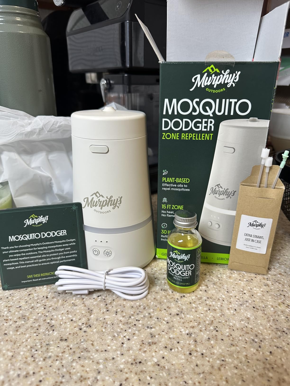 Murphy's Naturals Mosquito Repellent Device, for Patio & Outdoor Use | Plant-based essential oils; flameless, USB-C rechargeable with 5.5-hr battery; 15-ft zone of protection; 30-hr refill included customer photo 1