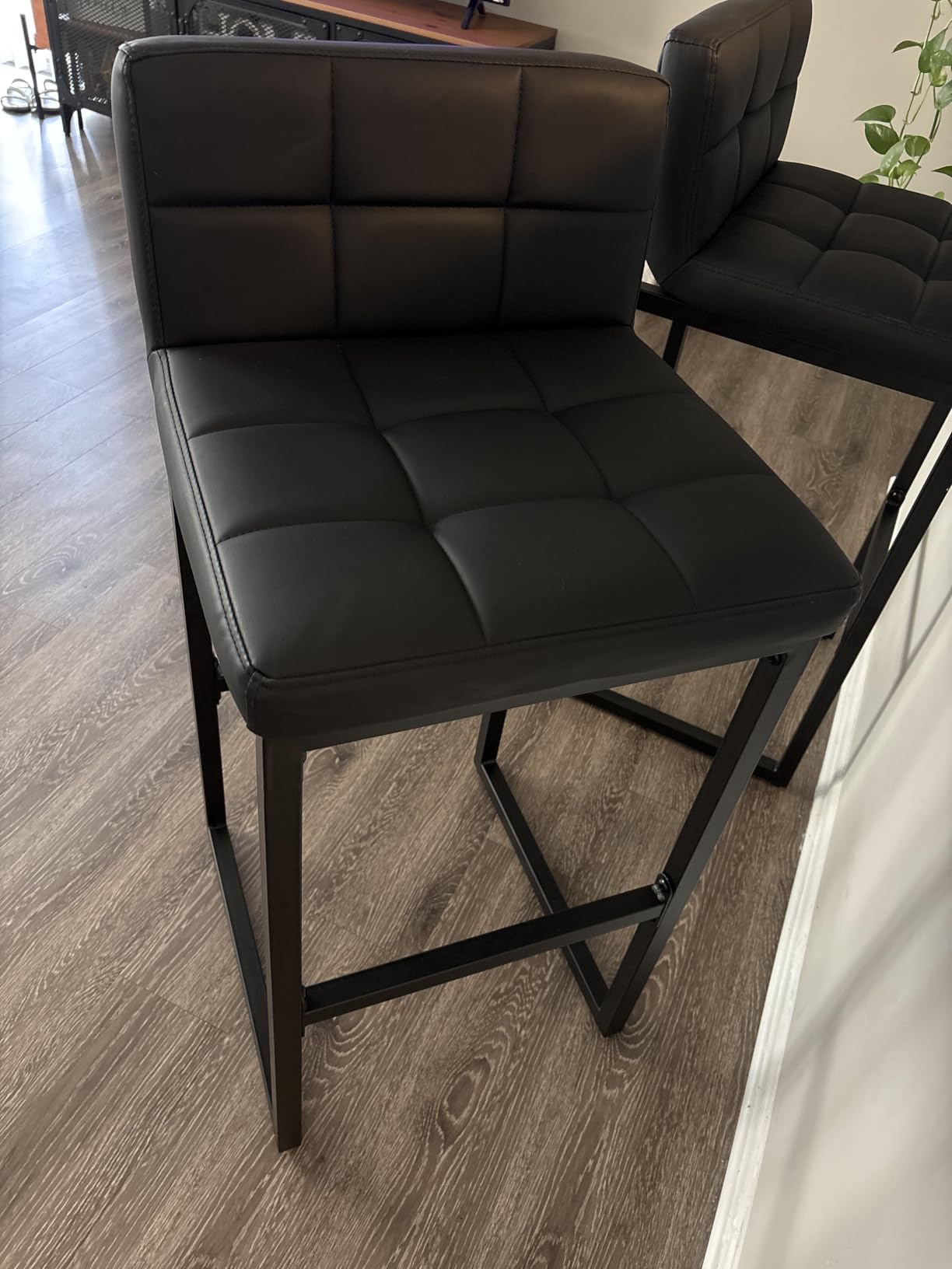 FIRAVOE Counter Height Bar Stools Set of 2, Modern Faux Leather Counter Stools with Low Back and Footrest, Upholstered Bar Chairs for Kitchen Island (Coffee Brown, 2Pcs 26
