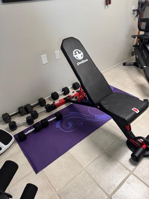 pooboo Adjustable Weight Bench,1500 LBS FID Bench for Home | Commercial-grade steel, flat/incline/decline FID, 8-position back, 3-position seat, 96% pre-assembled for full-body workouts customer photo 2