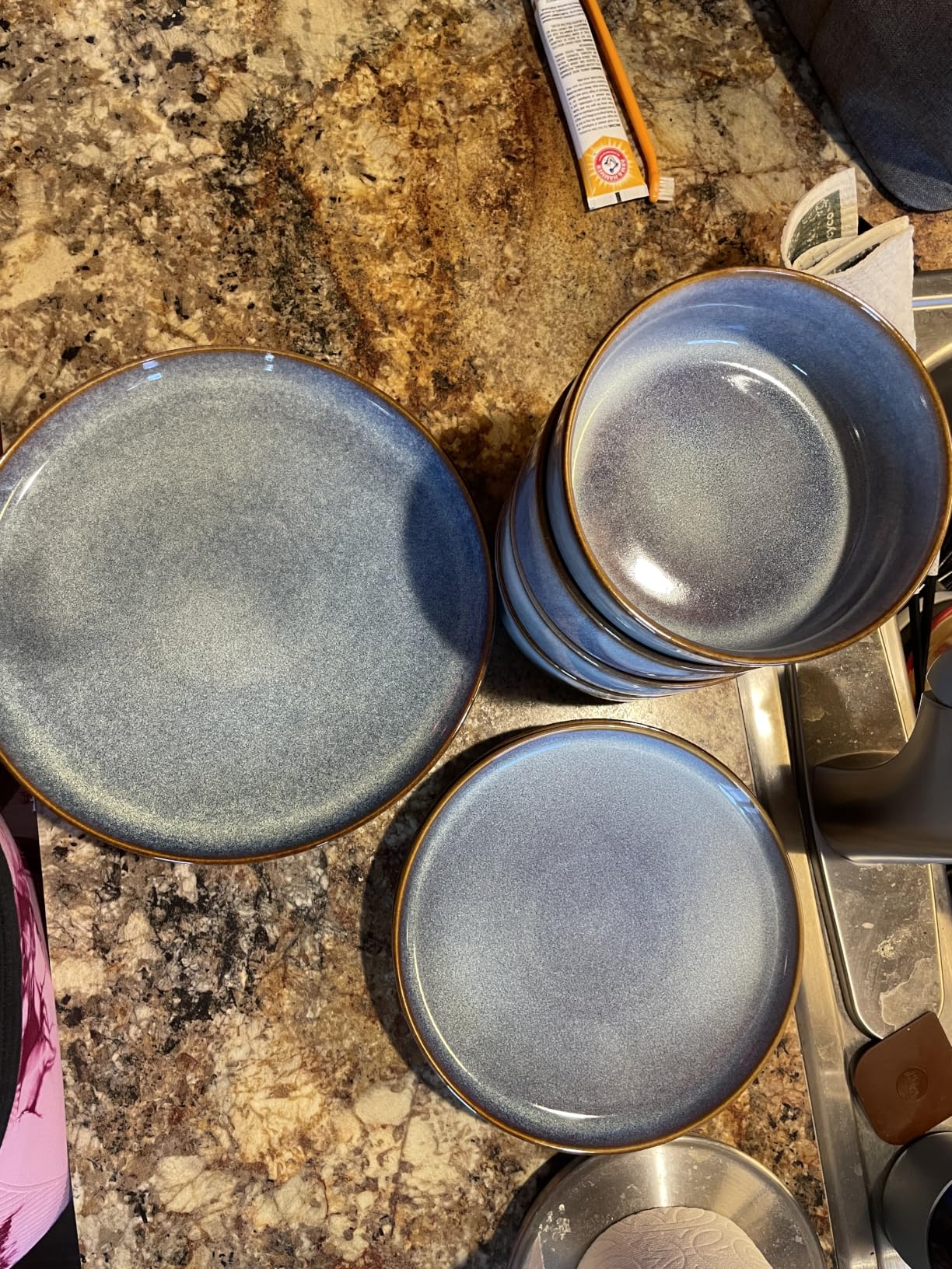 vancasso PLAYA Plates and Bowls Sets, 24 Pieces Grey-Blue Dinnerware Sets for Kitchen, Reactive Glaze Dishes Set for 8, Dishwasher and Microwave Safe customer photo 2