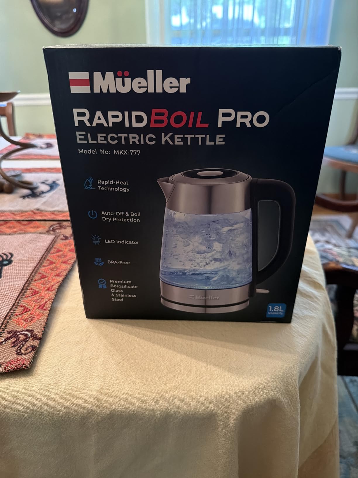 MUELLER HOME Rapid Boil Electric Tea Kettle 1.8L, BPA-Free Hot Water Boiler | Borosilicate Glass & Stainless Steel, LED Light, Auto Shut-Off, Boil Dry Protection Fast Water Heater, Kitchen Appliances customer photo 2