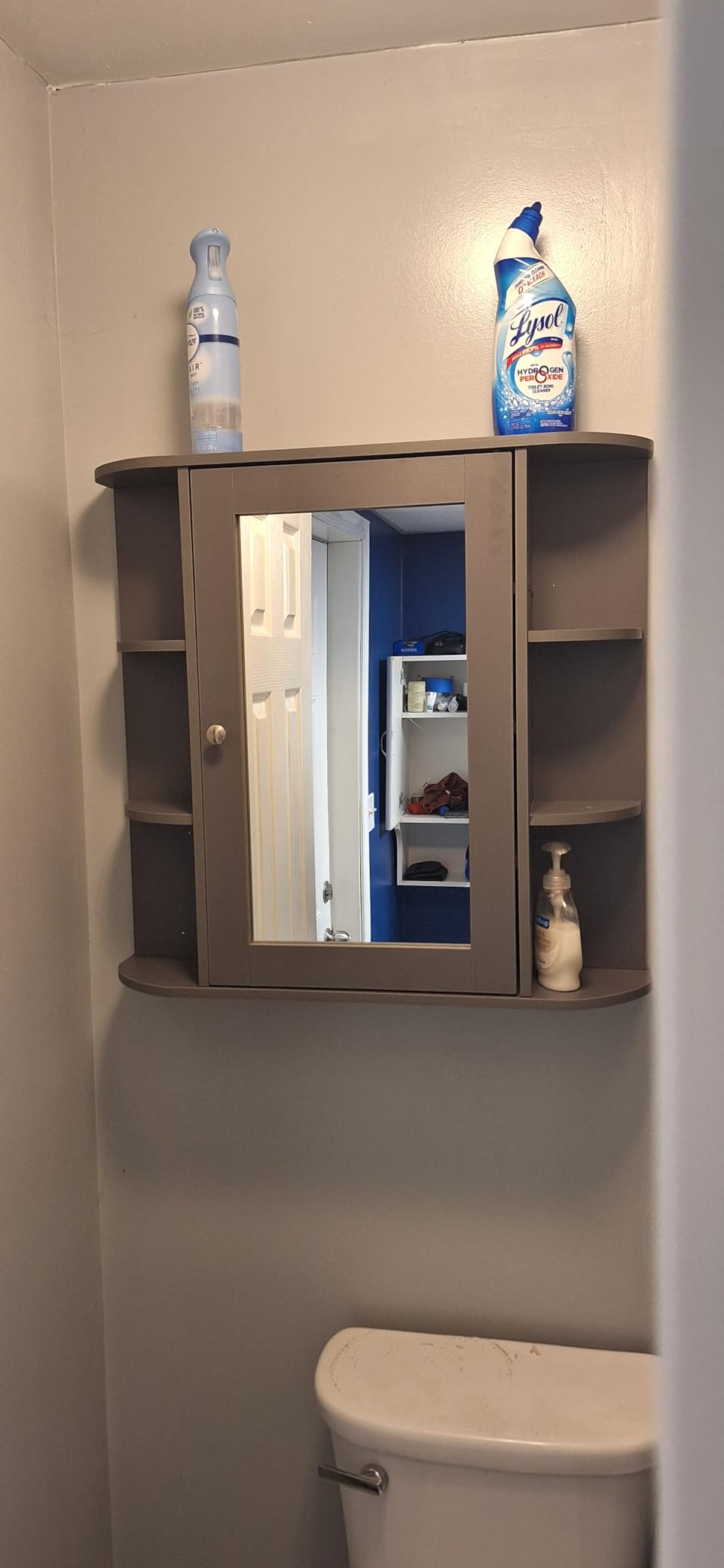 Bathroom Medicine Cabinet, Bathroom Mirror Cabinet Wall Mounted with 6 Side Open Shelves, White Wall Cabinet with Mirror customer photo 2