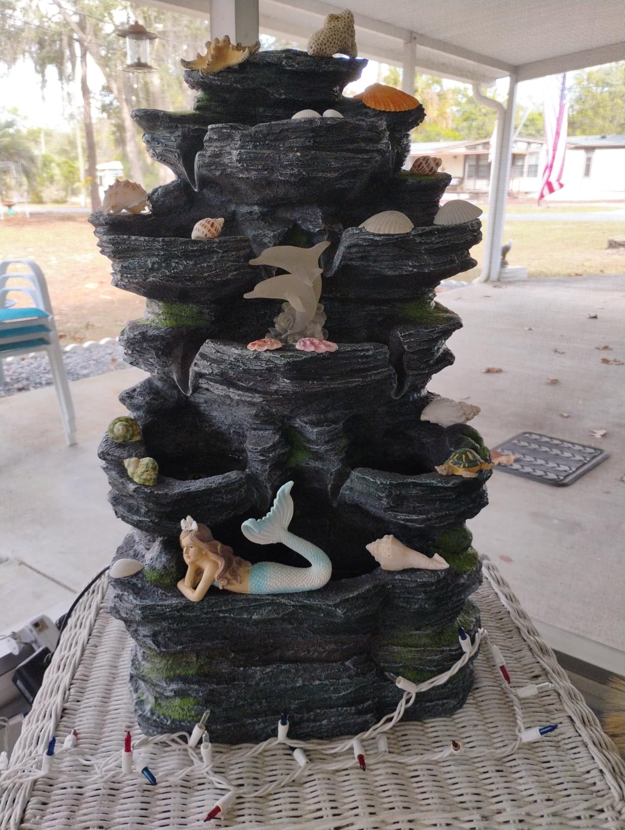 Grepatio Outdoor 7-Tiers Cascading Rock Water Fountain, Waterfall Fountain with 6 LED Lights, Outdoor Fountains and Waterfalls for Garden or Patio, Yard, and Deck Decor with Natural Stone Look customer photo 1