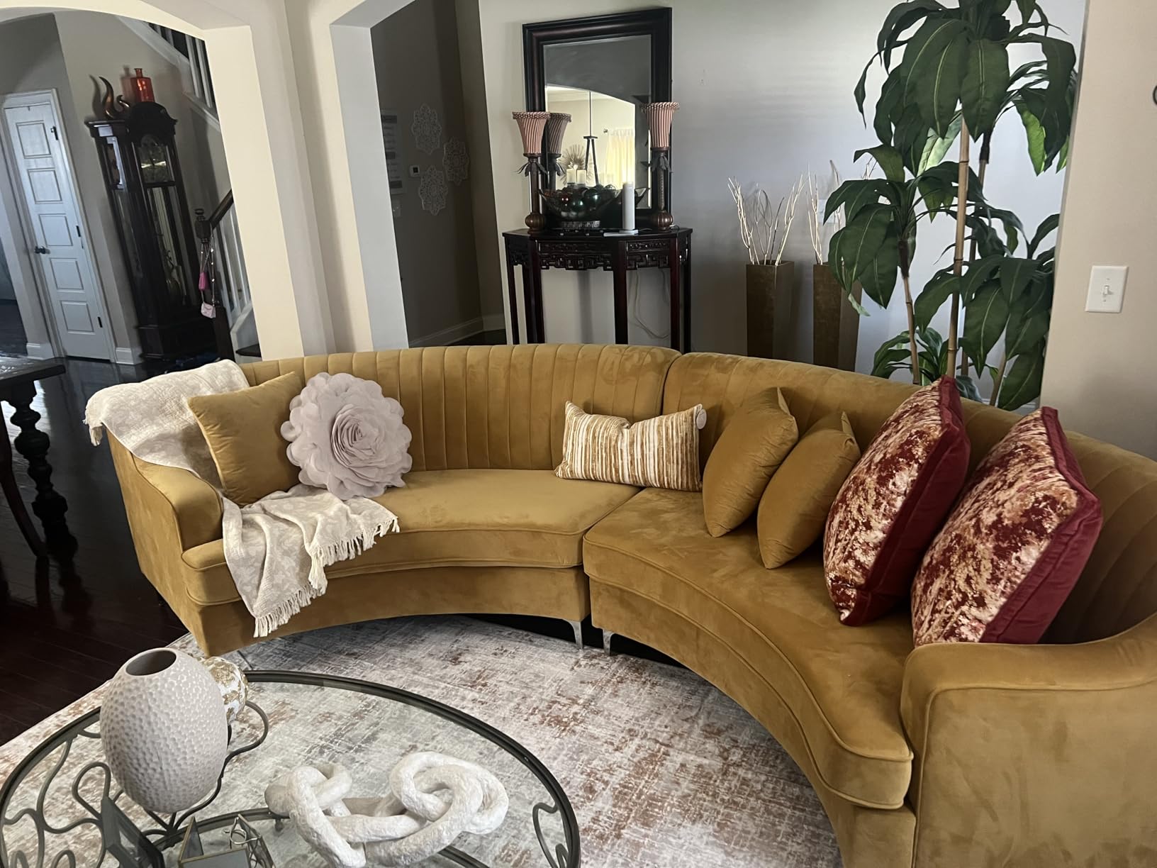 Legend Vansen Semicircle Modular Curved Velvet Sectional Sofa, 141.34