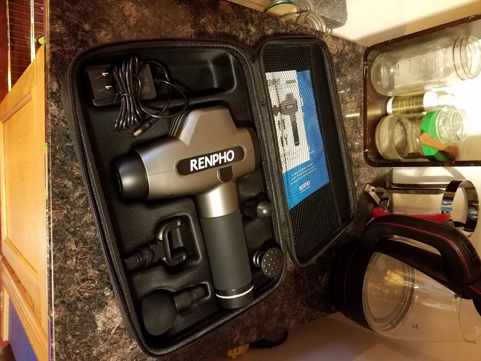 RENPHO Active+ Massage Gun, App-Controlled Guided Courses, Bluetooth | Handheld Percussion Massager, Deep Tissue Muscle Relaxation, 5 Speeds, 5 Heads, Carry Case, For Athletes, Gym and Travel customer photo 2