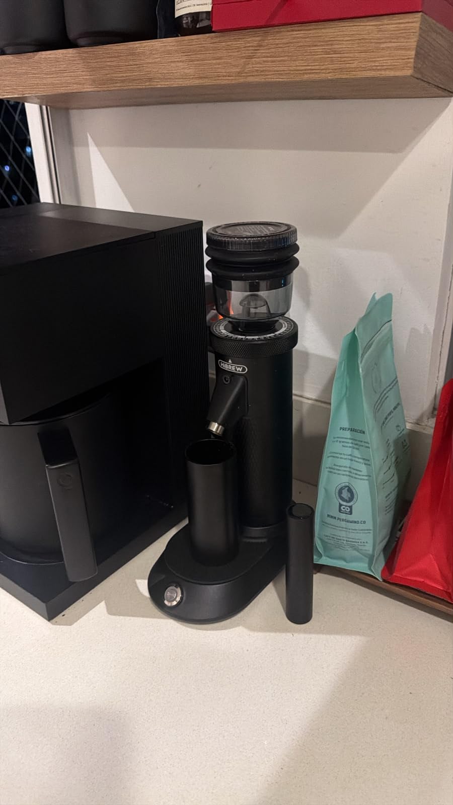 HiBREW G5 Electric Burr Coffee Grinder, Aluminum Body, Single Dose, Black | 48mm Conical Burr Coffee Grinder with Dual Speed Grinding, 36 Grind Levels, 50g Bean Capacity, Anti-Static Design, Espresso customer photo 1