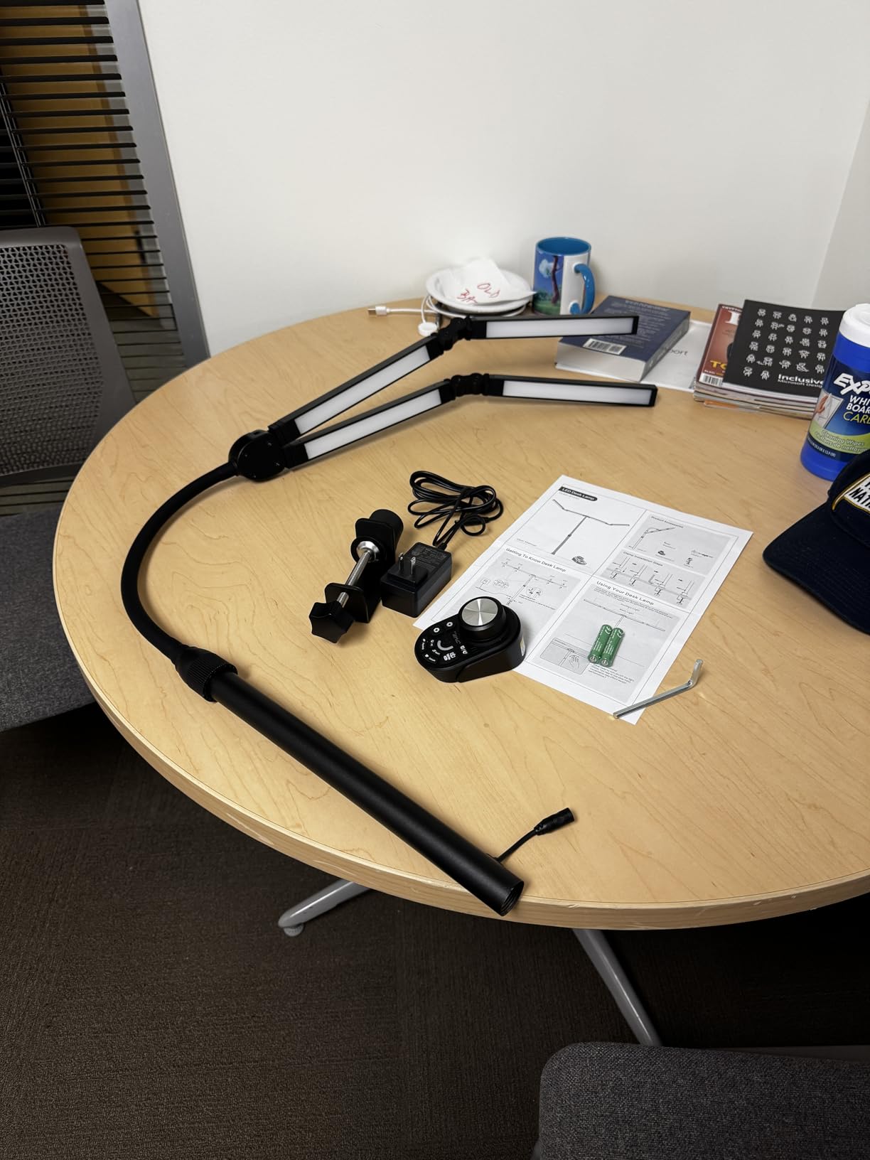 Adjustable LED Desk Lamp with Clamp, 4-Head Eye-Caring CRI95+ Desk Light, Stepless Dimming & Color Temp Remote Control, Flexible Neck, 5-Mode for Reading, Computer, Crafting, 90