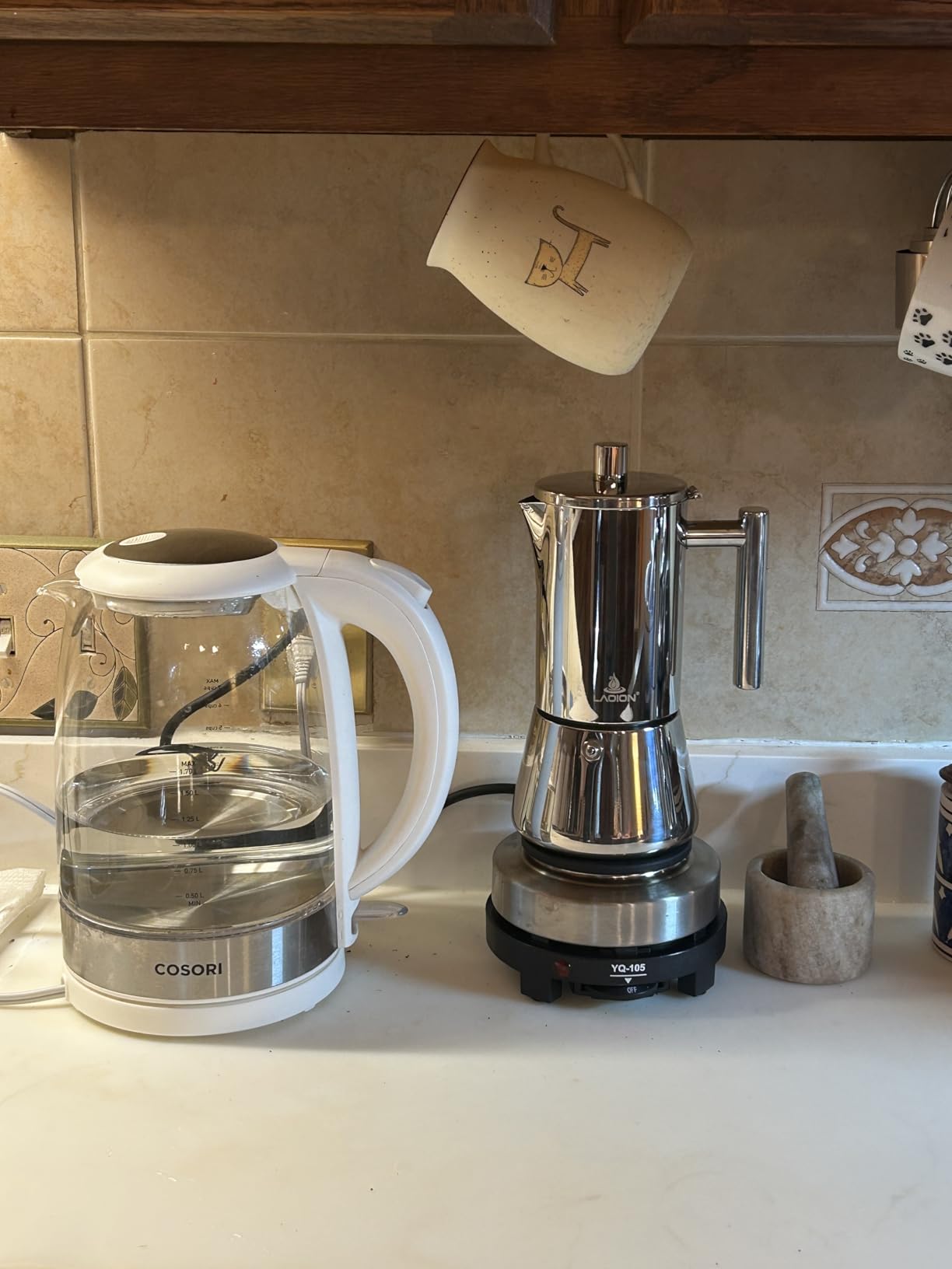 LAOION Stovetop Espresso Maker, 4Cup 6.8 oz Moka Pot, Stainless Steel | Cuban and Italian Coffee Maker for Cafetera Cubana customer photo 1