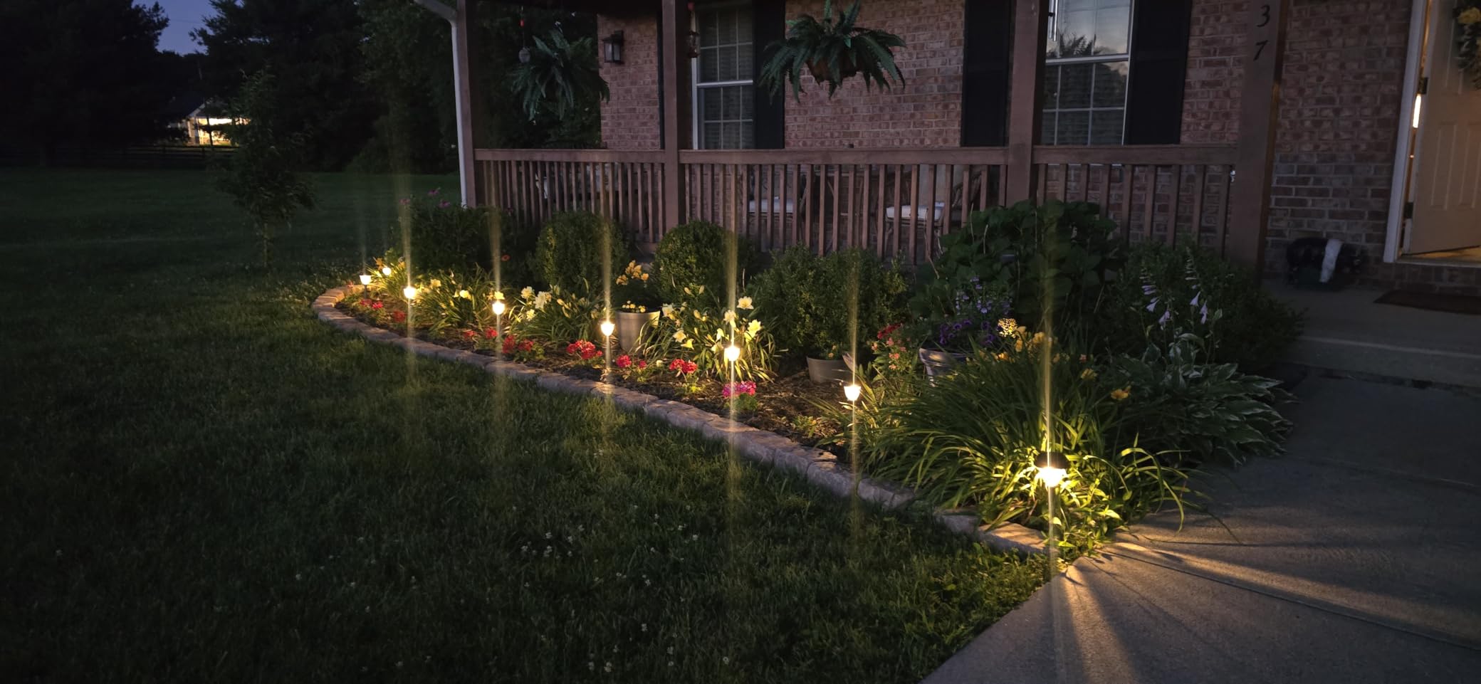 DERAYSION 8 Pack Solar Lights Outdoor, Stainless Steel Glass Solar Pathway Lights, Auto On/Off Long-Lasting Waterproof Garden Lights for Landscape, Path, Yard, Driveway, Walkway Decor (Warm White) customer photo 2